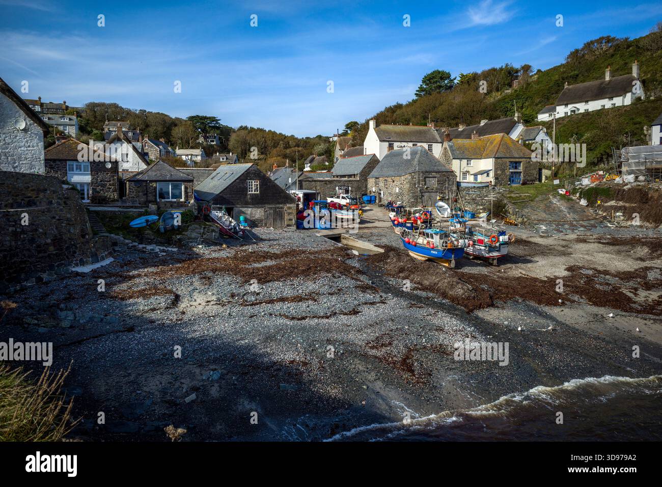 Cadgwith ; plage ; Cornouailles ; Royaume-Uni Banque D'Images