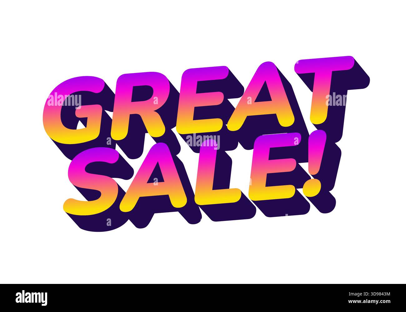 Un graphique vibrant et coloré avec le texte Great Sale ! typographie stylisée en gras avec effet dégradé. Illustration de Vecteur