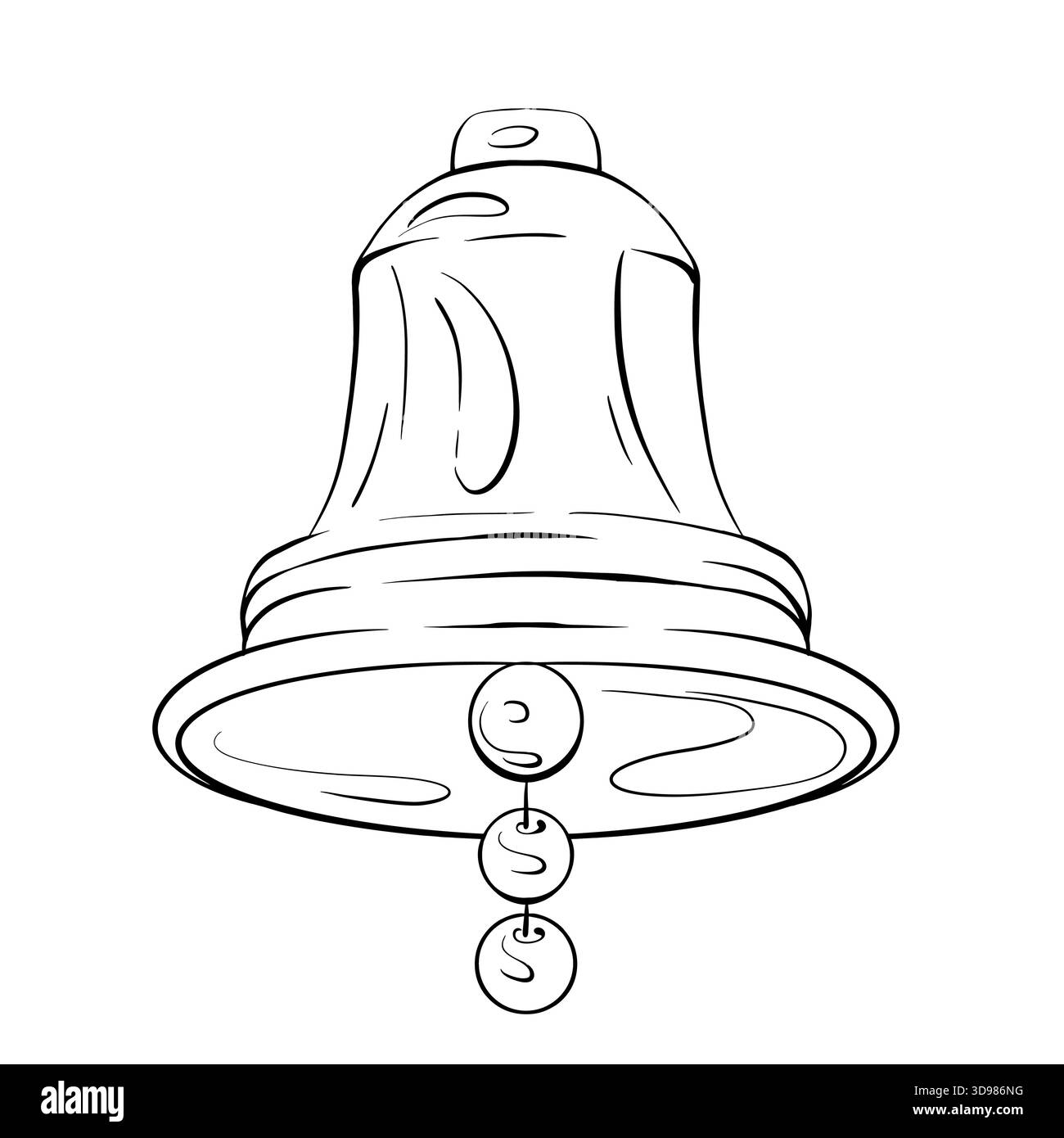 Illustration graphique de cloche de Noël dans le style d'art de ligne simple pour les décorations et l'artisanat de vacances Illustration de Vecteur