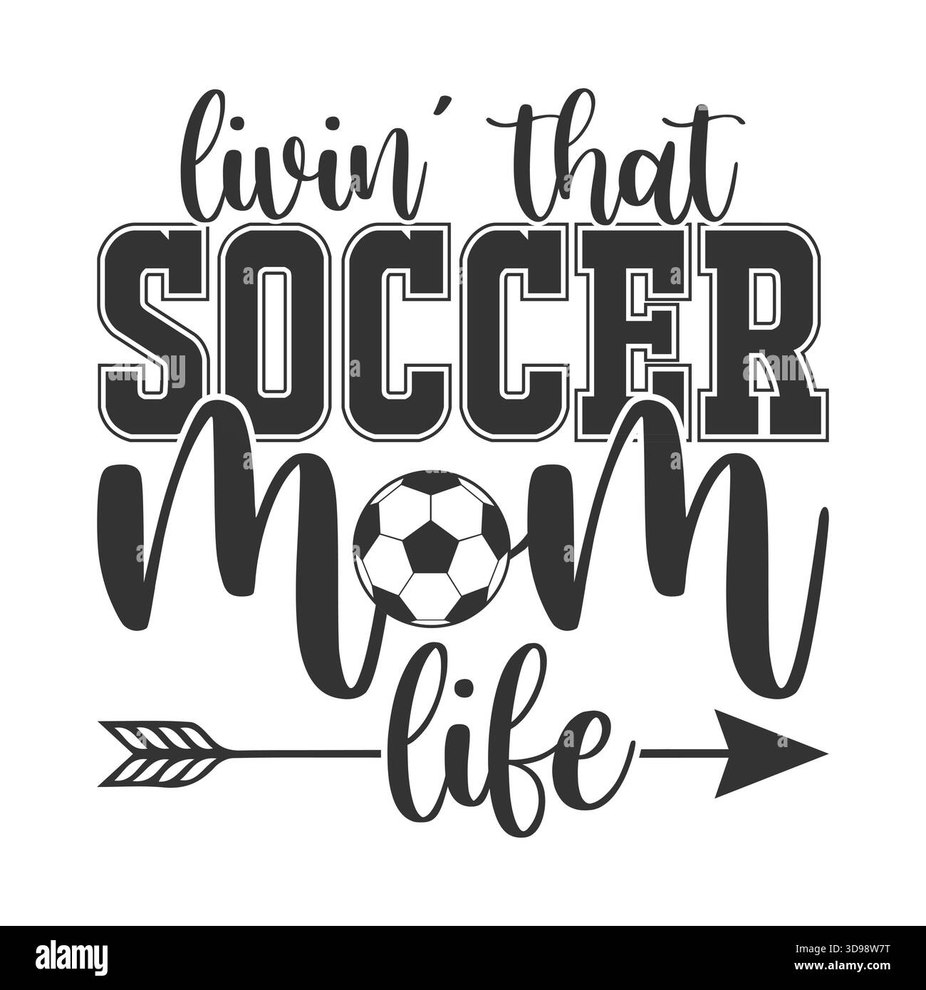 Typographie noire simple "entraîneur de football" avec soulignement de script, petit coeur et icône de ballon de football, conception minimaliste du logo entraîneur de sport pour t-shirts, capuche Illustration de Vecteur