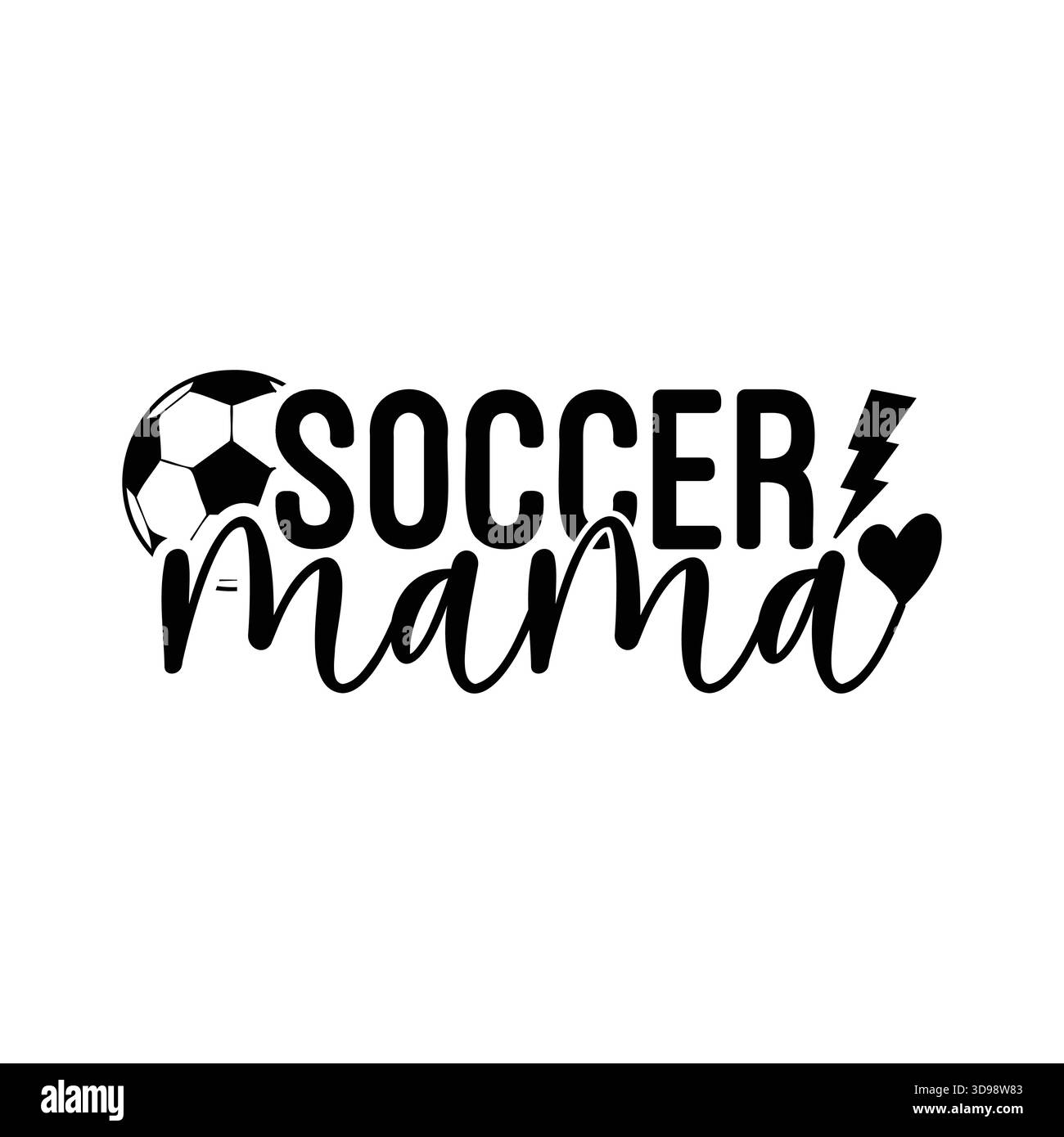 Typographie noire simple "entraîneur de football" avec soulignement de script, petit coeur et icône de ballon de football, conception minimaliste du logo entraîneur de sport pour t-shirts, capuche Illustration de Vecteur