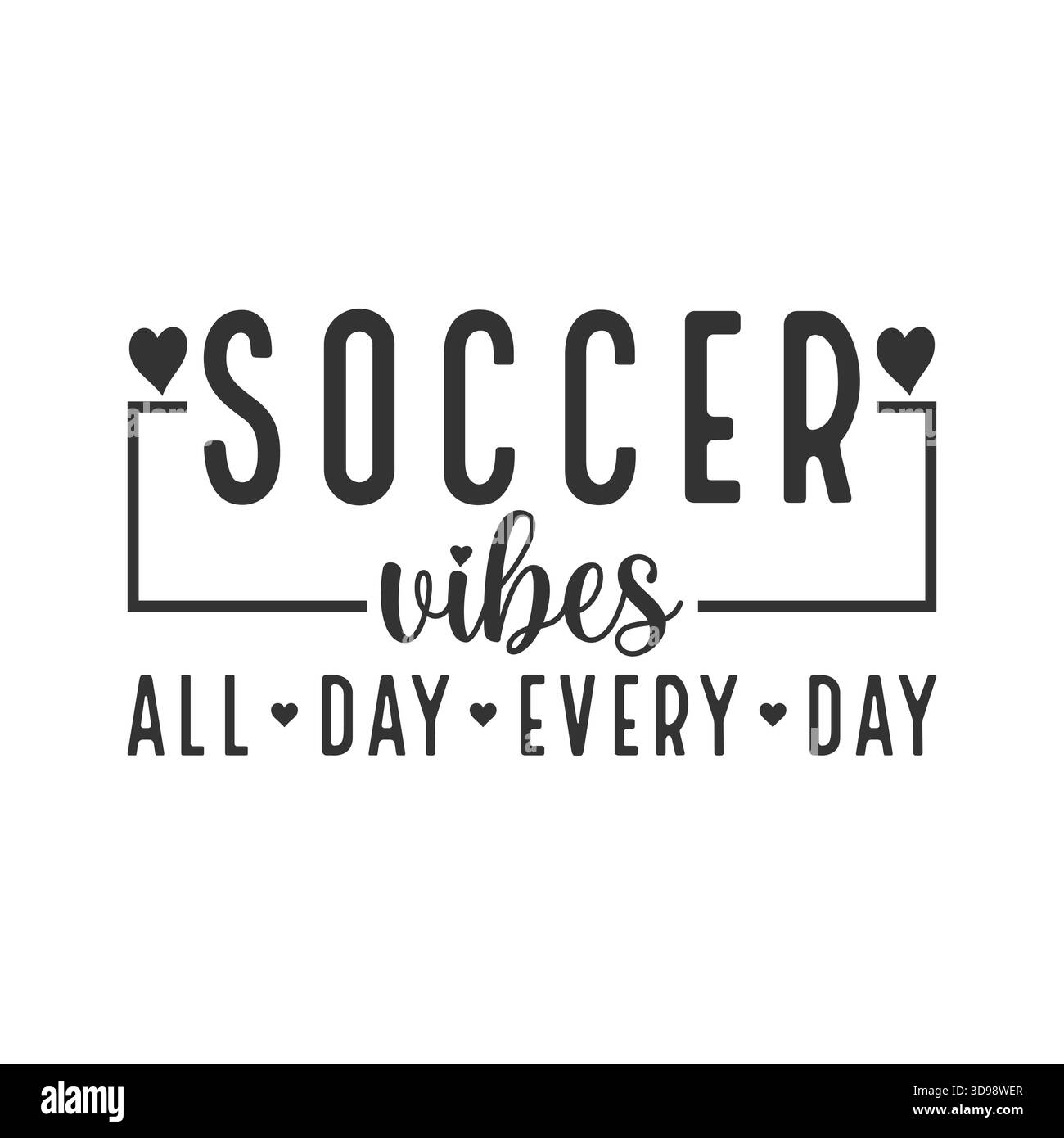 Typographie noire simple "entraîneur de football" avec soulignement de script, petit coeur et icône de ballon de football, conception minimaliste du logo entraîneur de sport pour t-shirts, capuche Illustration de Vecteur