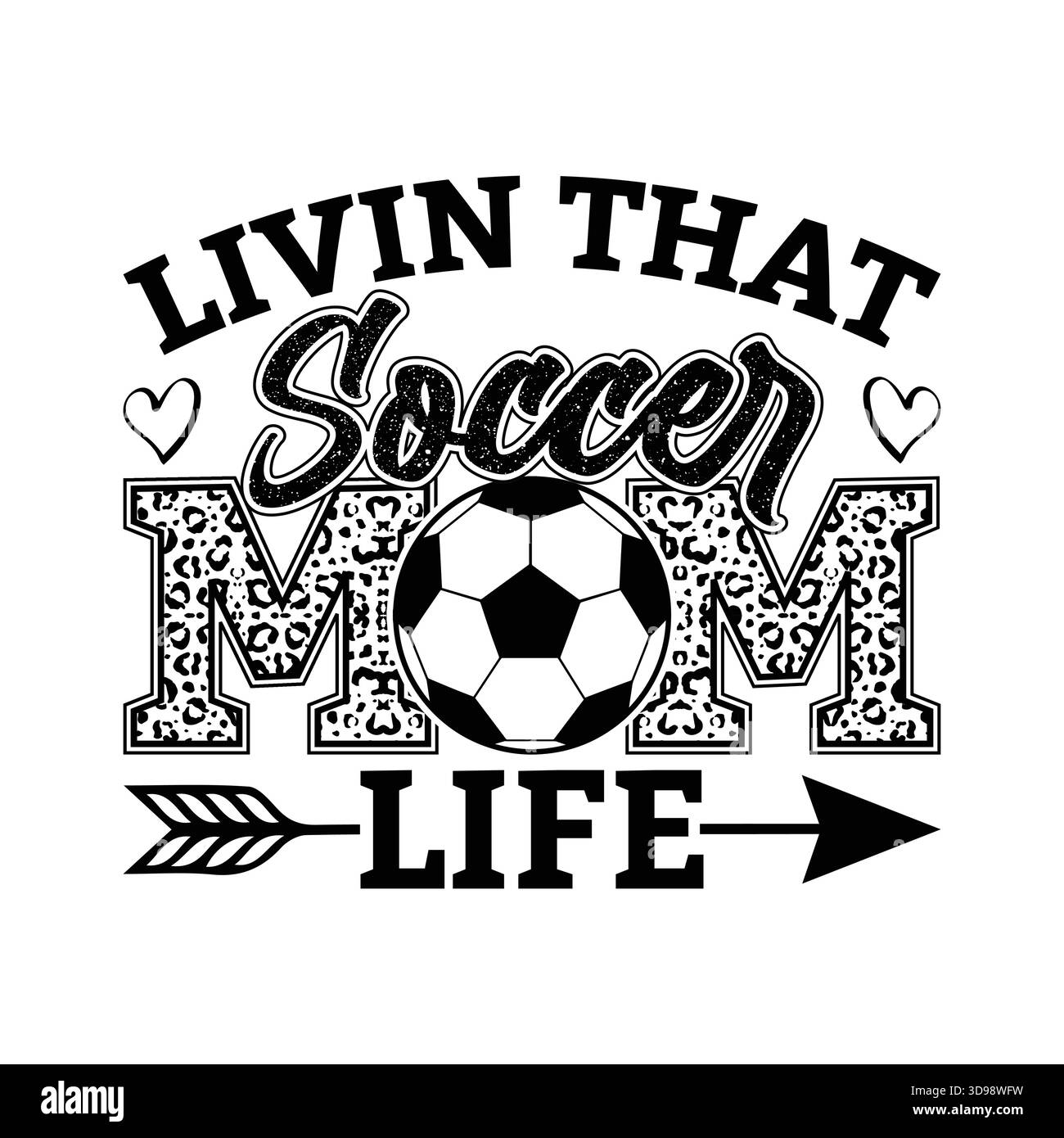 Typographie noire simple "entraîneur de football" avec soulignement de script, petit coeur et icône de ballon de football, conception minimaliste du logo entraîneur de sport pour t-shirts, capuche Illustration de Vecteur