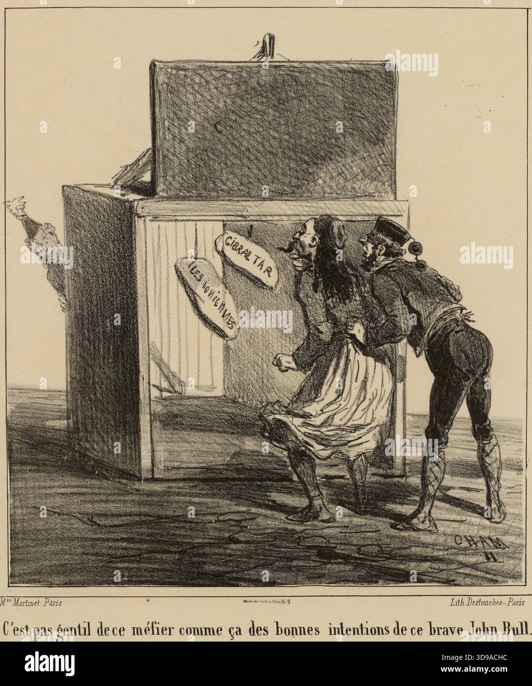 Ce n'est pas agréable d'être si méfiant des bonnes intentions du bon vieux John Bull. Cham (Amédée Charles de Noé, surnommé), dessinateur-lithographe, Martinet (imprimeur-libraire), éditeur, Destouches, Pierre Louis Hippolyte, imprimeur-lithographe, 1863, Imprimer, arts graphiques, impression, lithographie, dimensions - oeuvre : hauteur : 36,4 cm, largeur : 27,7 Banque D'Images