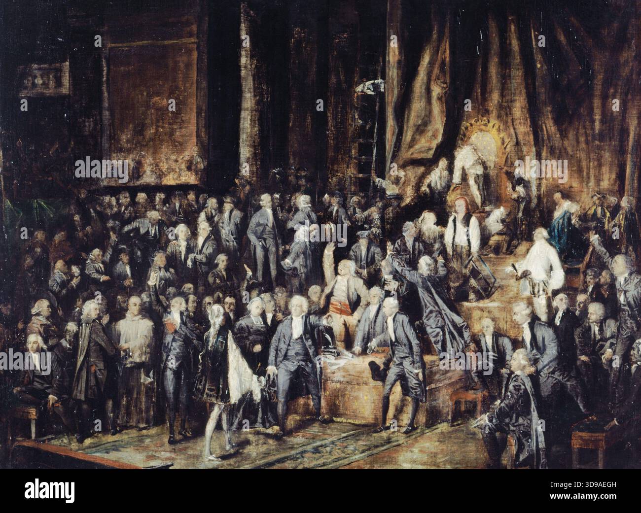 Le marquis de deux-Brézé et Mirabeau, 23 juin 1789, Chenavard, Paul Marc Joseph, peintre, 1831, XIXe siècle, peinture, peinture à l'huile, toile (matériau), dimensions - oeuvre : hauteur : 77 cm, largeur : 104 cm, dimensions - cadre : hauteur : 79 cm, largeur : 105,5 cm, Epaisseur : 3 Banque D'Images