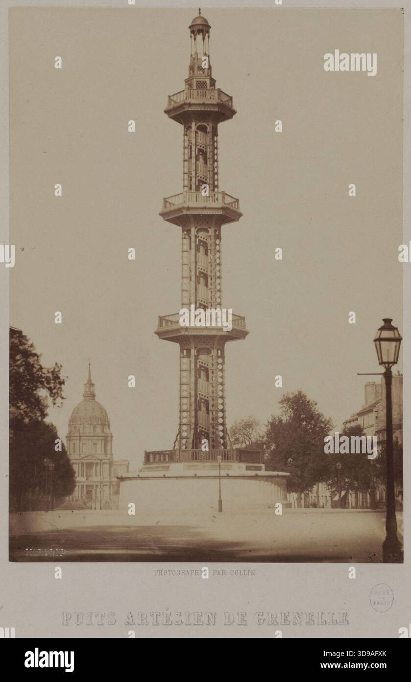 Grenelle Artesian Well, Collin, photographe, Goupil & Cie, éditeur, tableau, photographie, Arts graphiques, photographie, Paris, dimensions - oeuvre : hauteur : 17,4 cm, largeur : 12,4 cm, dimensions - montage original : hauteur : 49 cm, largeur : 32 cm, dimensions - montage musée : hauteur : 60 cm, largeur : 40 cm, dimensions - tapis musée : hauteur : 65 cm, largeur : 50 Banque D'Images
