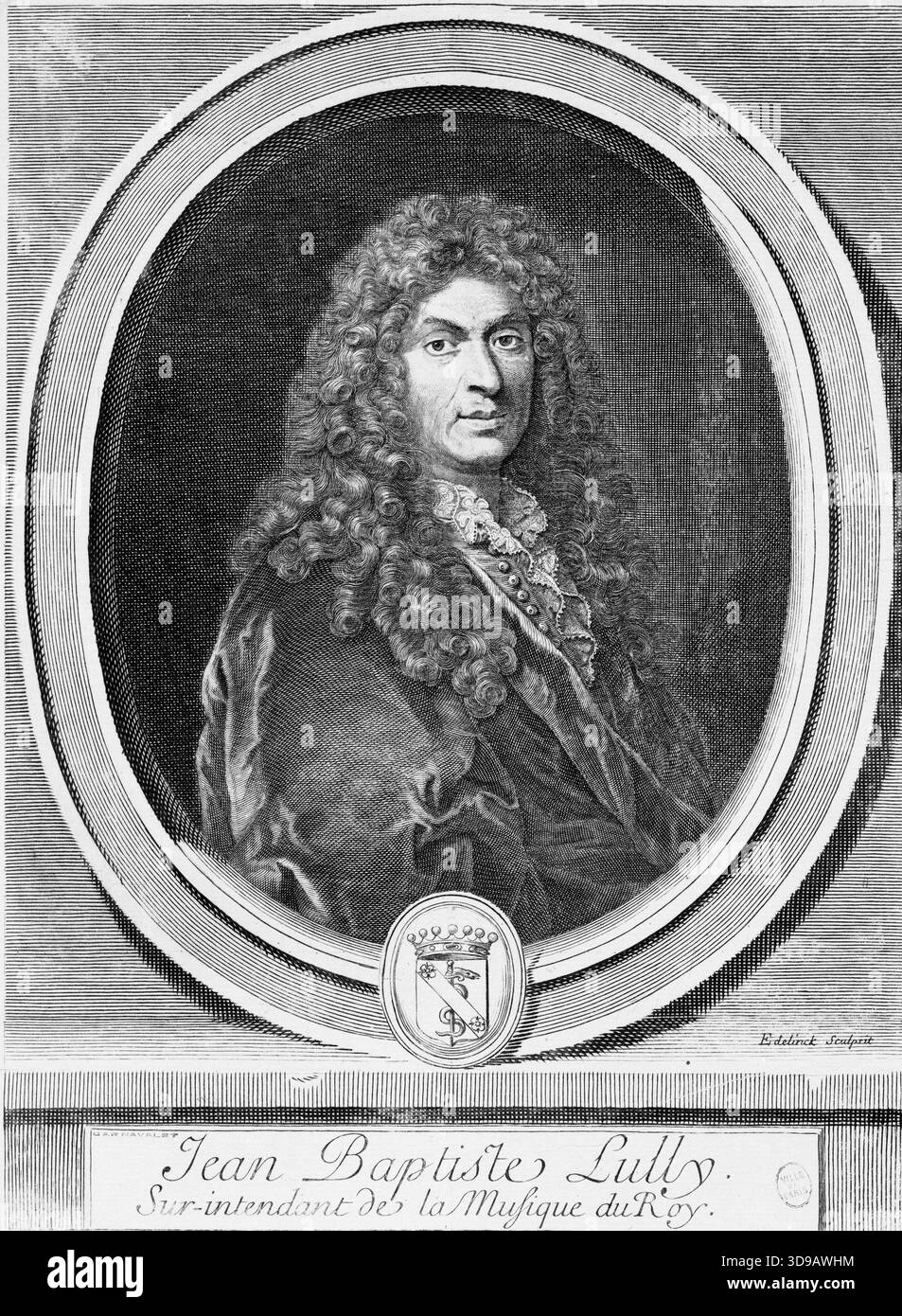 Jean-Baptiste Lully / surintendant de la musique du Roi. (IFF 169), Edelinck, Gérard, graveur, impression, arts graphiques, impression, gravure, dimensions - oeuvre : hauteur : 25,7 cm, largeur : 19,2 cm, dimensions - montage : hauteur : 50 cm, largeur : 32 Banque D'Images