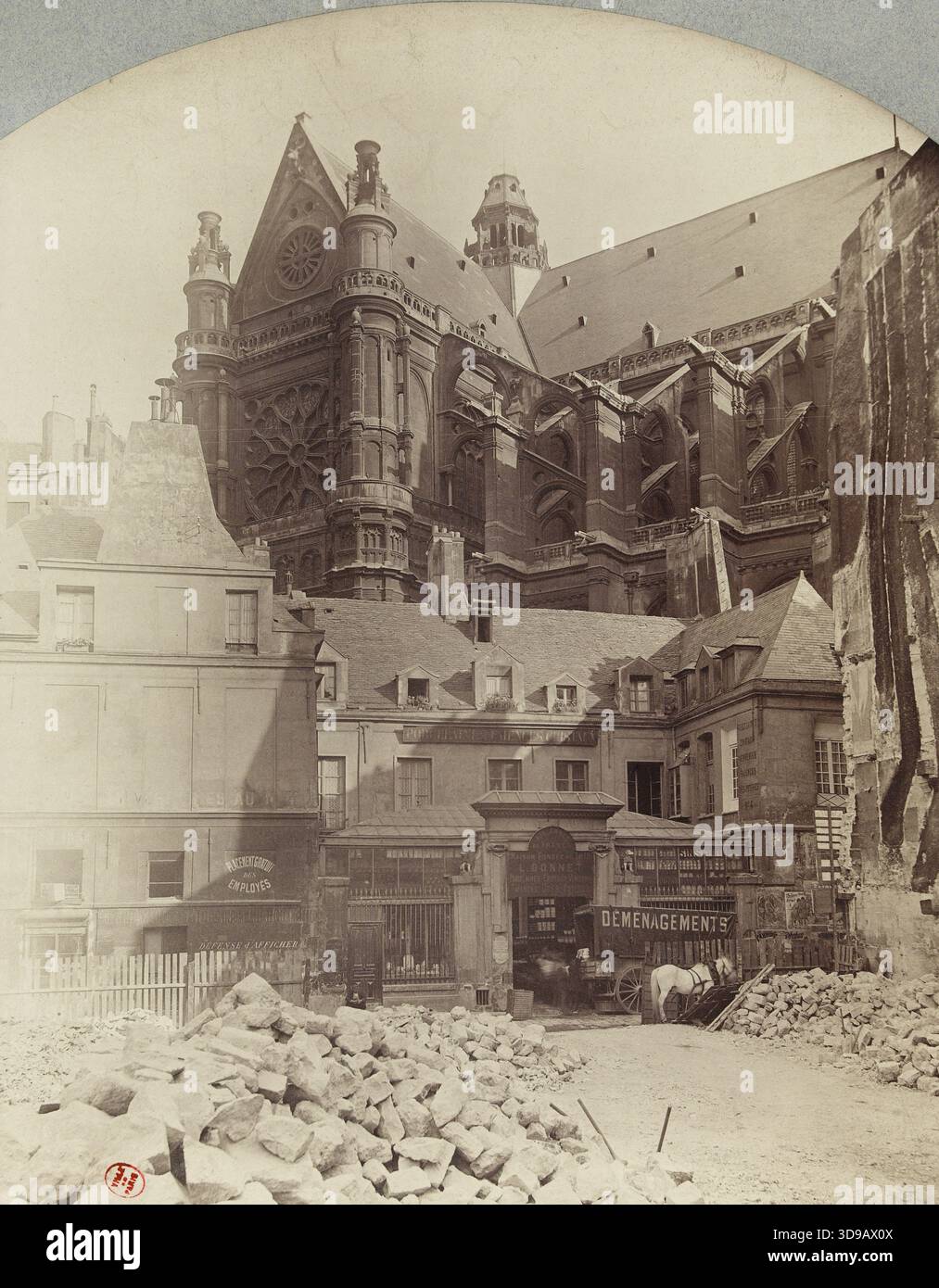 Église Saint-Eustache, 1er arrondissement, Paris, juin 1895. Photographe : Pierre Emonts ou Emonds. Image : hauteur : 23,7 cm, largeur : 21,2 cm. Montage original : hauteur : 48,4 cm, largeur : 31,6 Banque D'Images