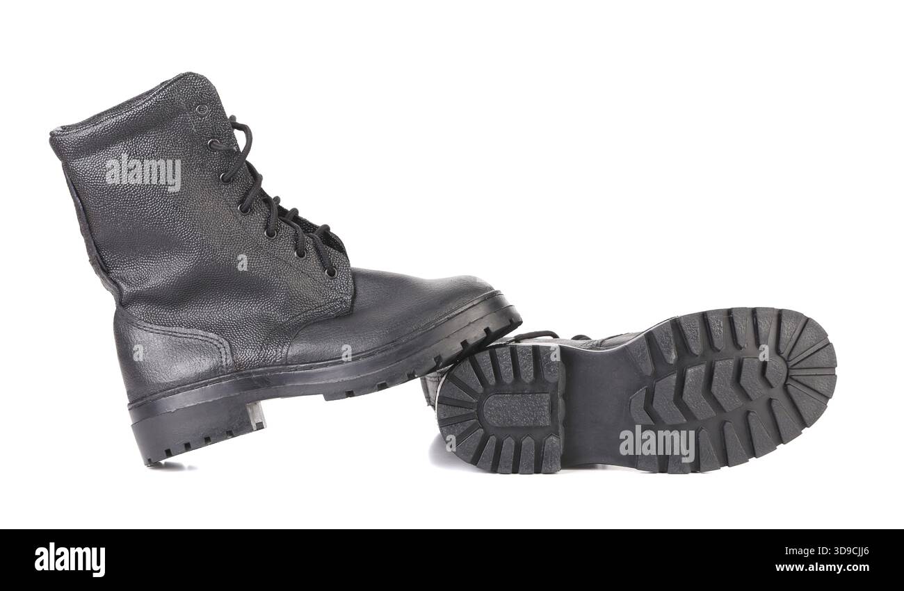 Bottes kersey noires. Isolé sur fond blanc Banque D'Images