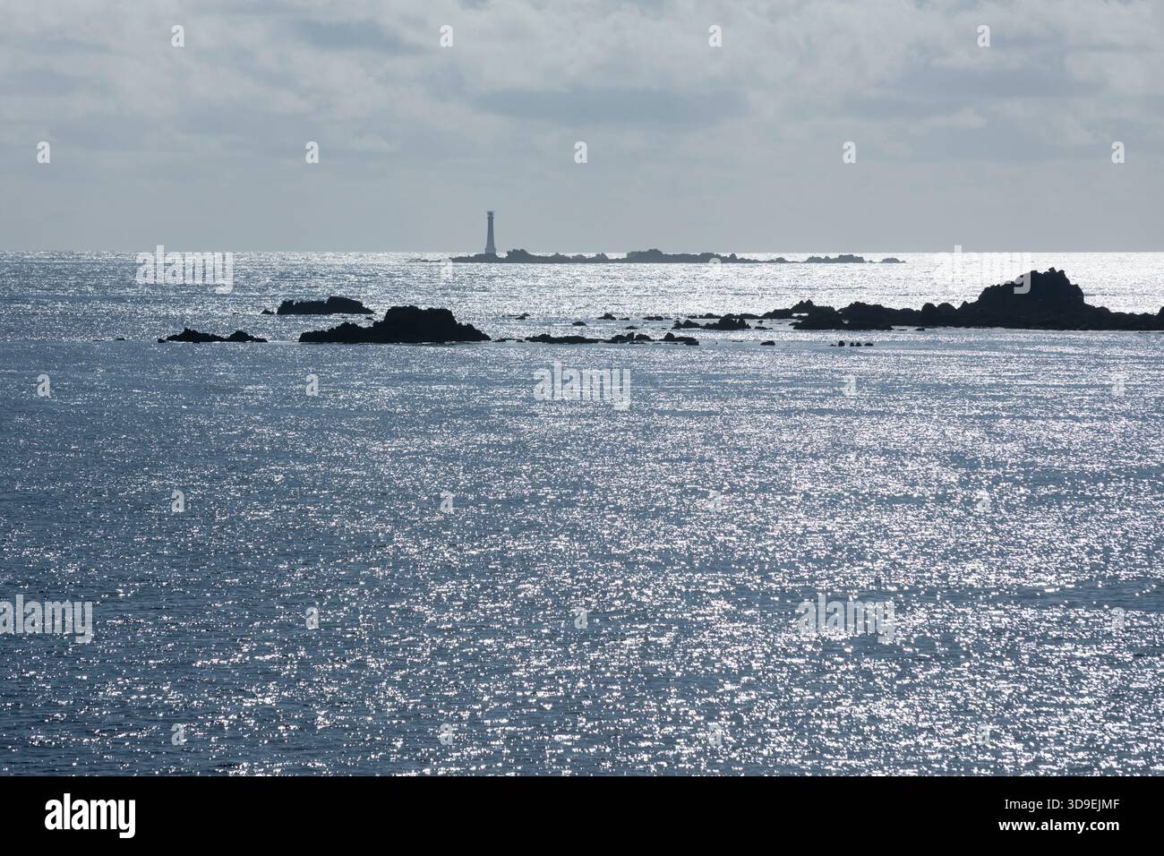Phare de Bishop Rock. Îles Scilly, Cornouailles, Royaume-Uni. Banque D'Images