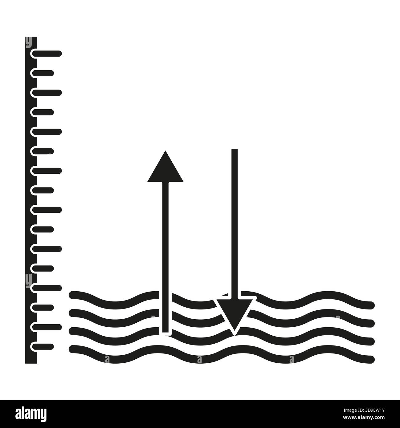 Indicateur de niveau d'eau. Icône de règle d'échelle. Jauge de profondeur abstraite. Illustration minimale vectorielle. SPE 10. Illustration de Vecteur