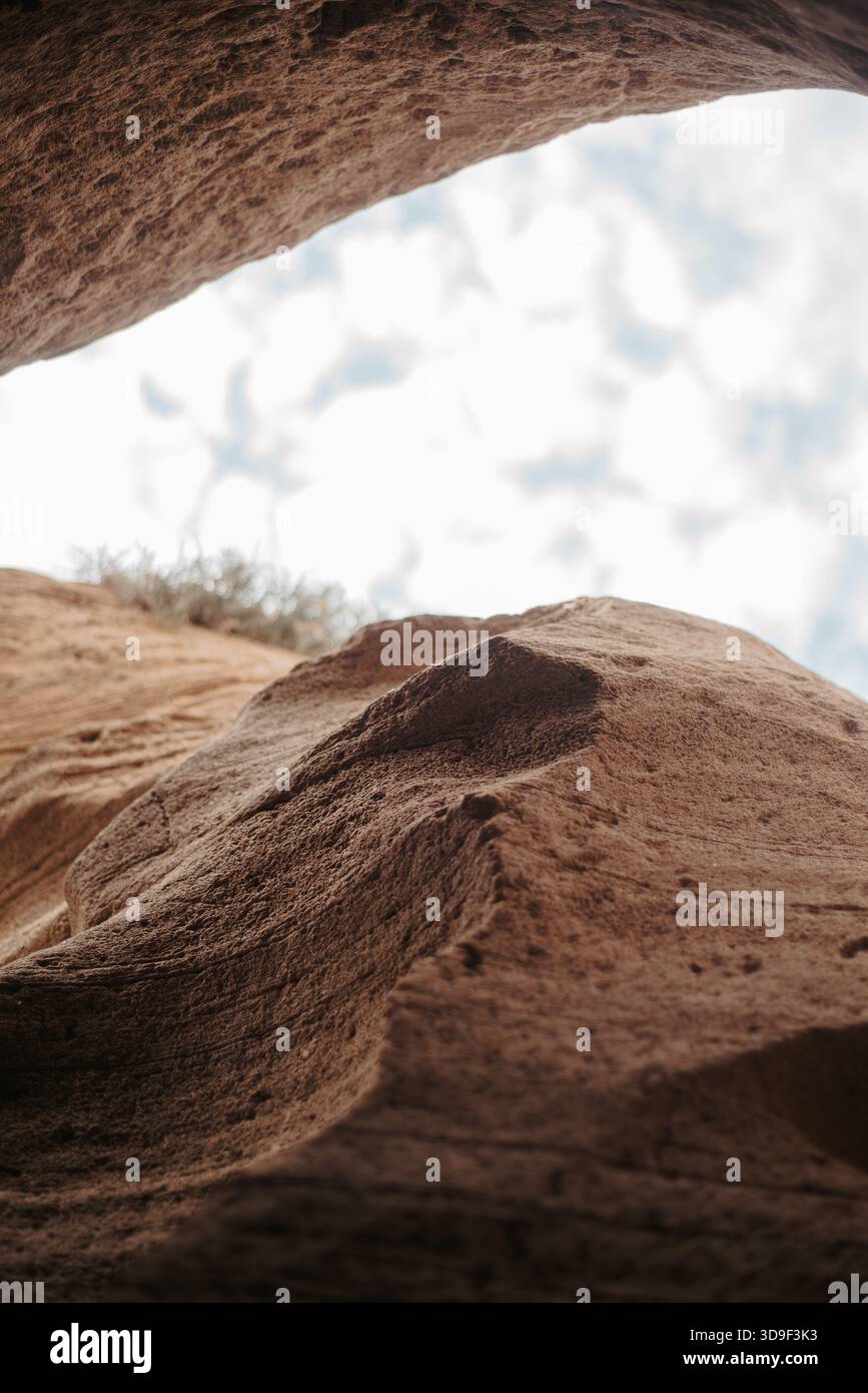 Formations dans le canyon de Timlaline dans le désert du Sahara Occidental, Maroc Banque D'Images