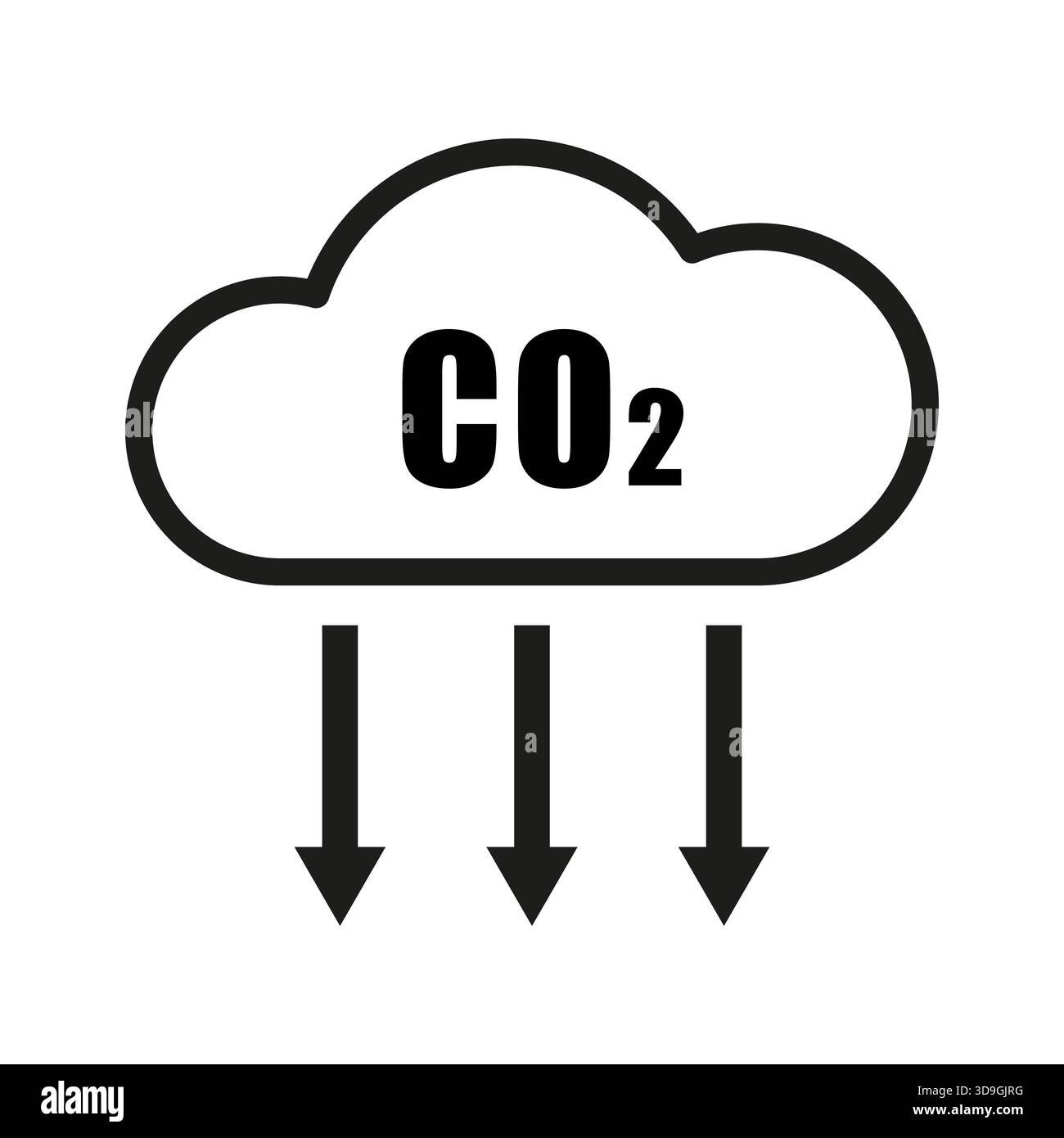 Icône de réduction des émissions. Symbole de baisse de CO2. Vecteur de chute de carbone. Air propre. Illustration de Vecteur