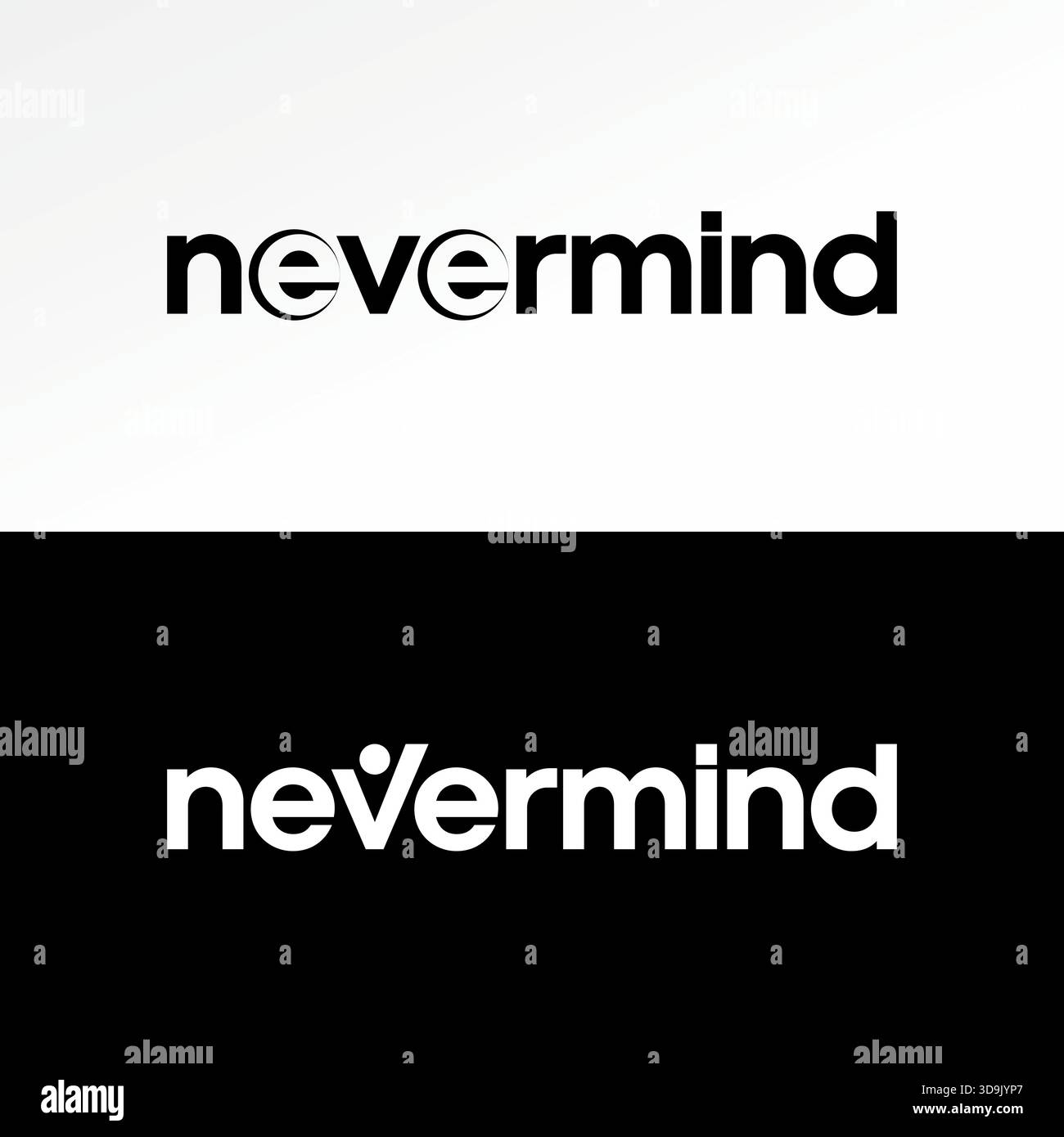 Word Nevermind texte négatif message espace jeunesse vêtements Worry attitude amour logo design concept graphique créatif premium vecteur image stock top vente Illustration de Vecteur