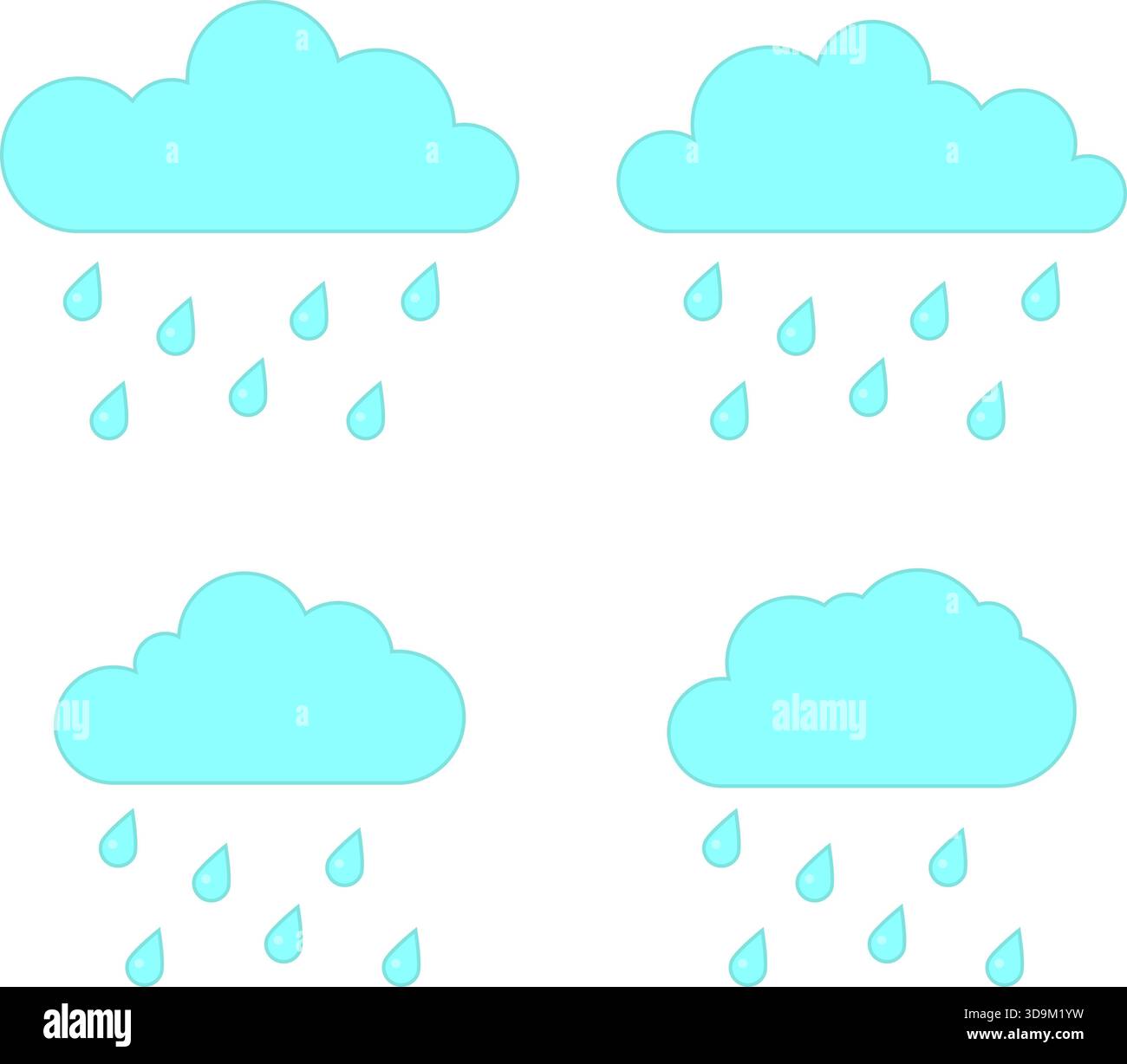 Nuages de dessins animés pluvieux sur fond transparent. Icône météo vectorielle définie Illustration de Vecteur