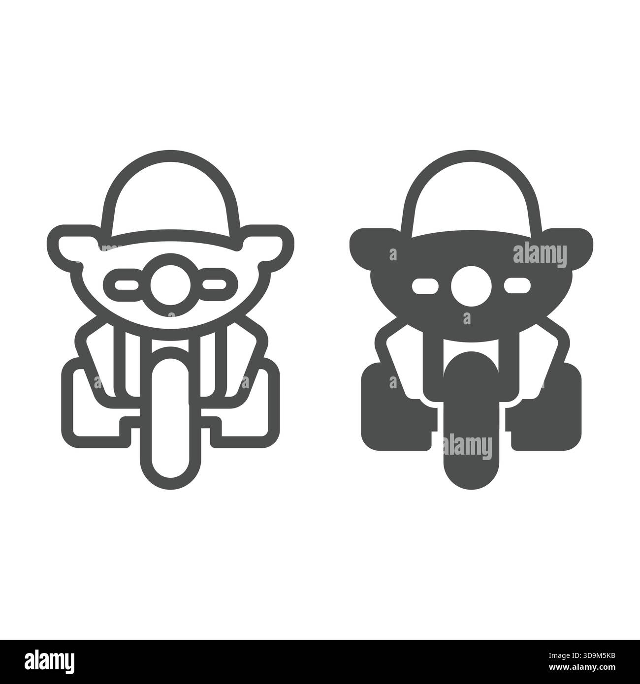 Ligne de moto et icône solide, concept d'application de la loi. Graphiques vectoriels. Signe de transport de moto de police sur fond blanc, icône de style de contour pour Illustration de Vecteur