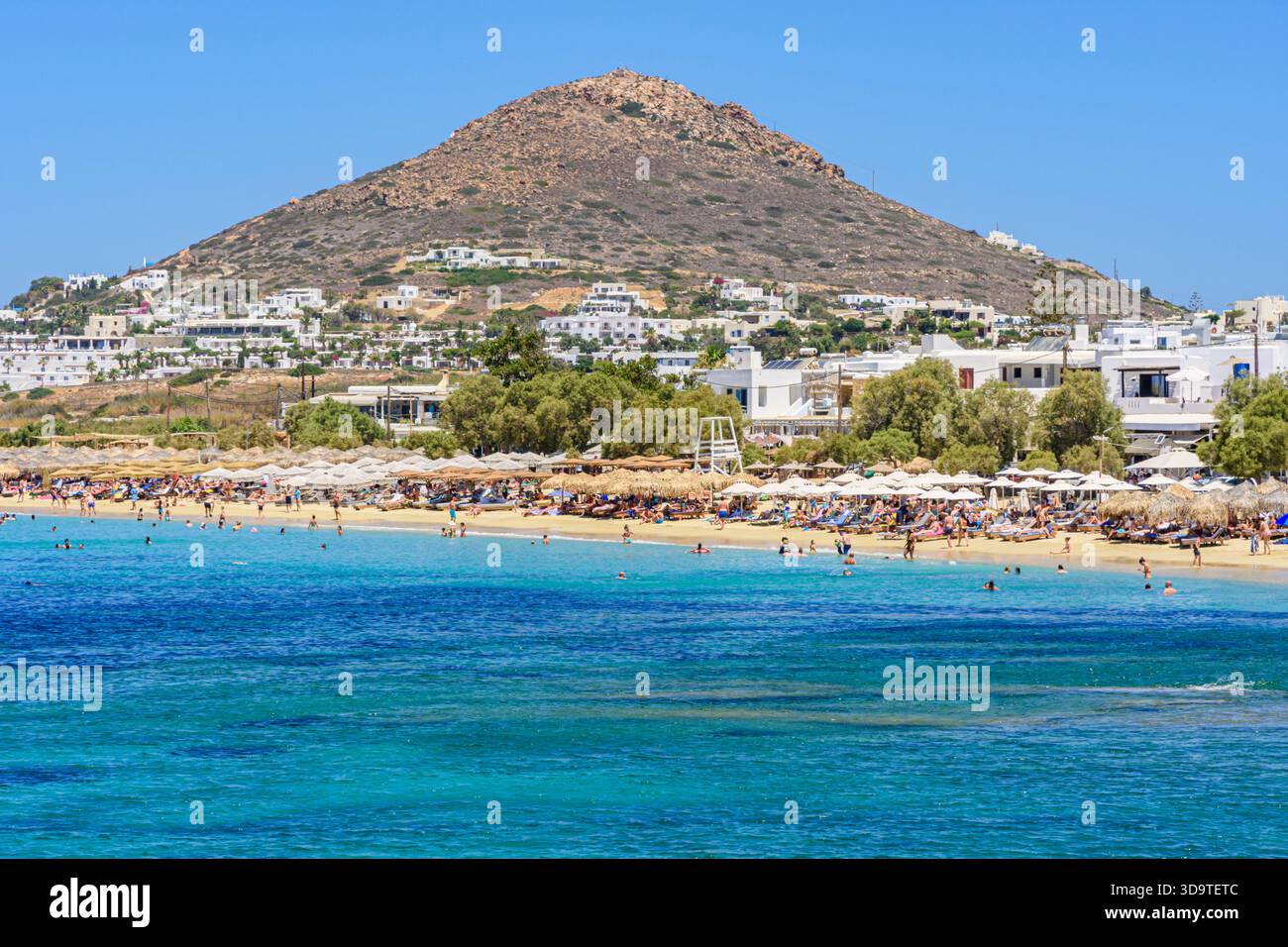 Plage d'Agios Prokopios sur l'île de Naxos, Cyclades, Grèce Banque D'Images