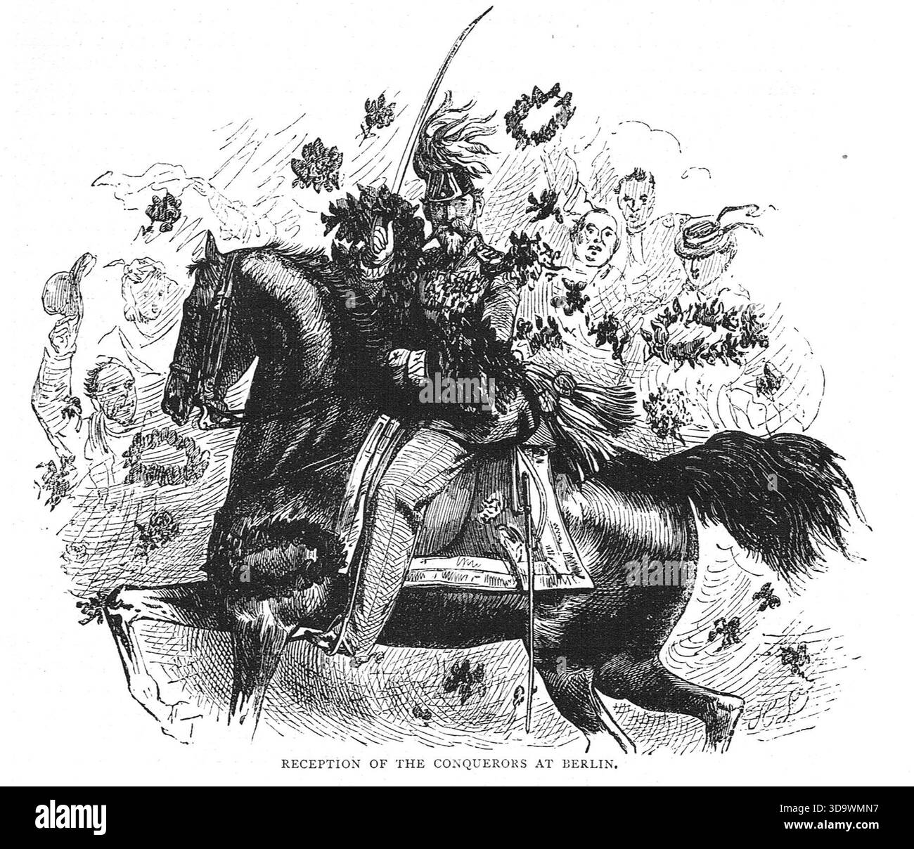 Réception des conquérants à Berlin, 1871. Procession triomphale de l'armée allemande de retour, après la victoire dans la guerre franco-prussienne. Banque D'Images