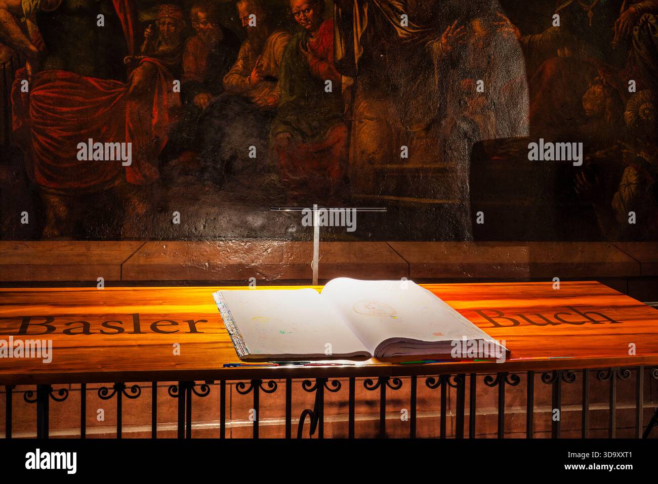 Suisse, Bâle, Basel-Stadt, mairie, Avent, saison de Noël, livre de ville, Bâle ville, coutumes, rituel, souhaits, livre de souhaits Banque D'Images