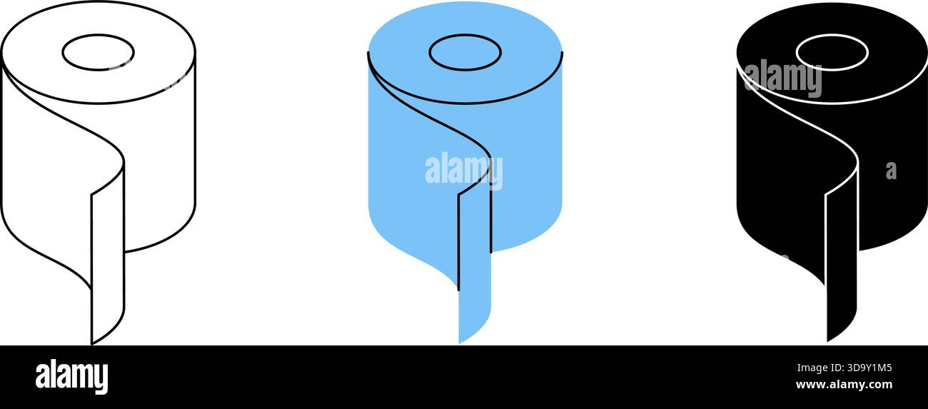 Icône de rouleau souple définie. Rouleau d'essuie-tout. Illustration vectorielle Illustration de Vecteur