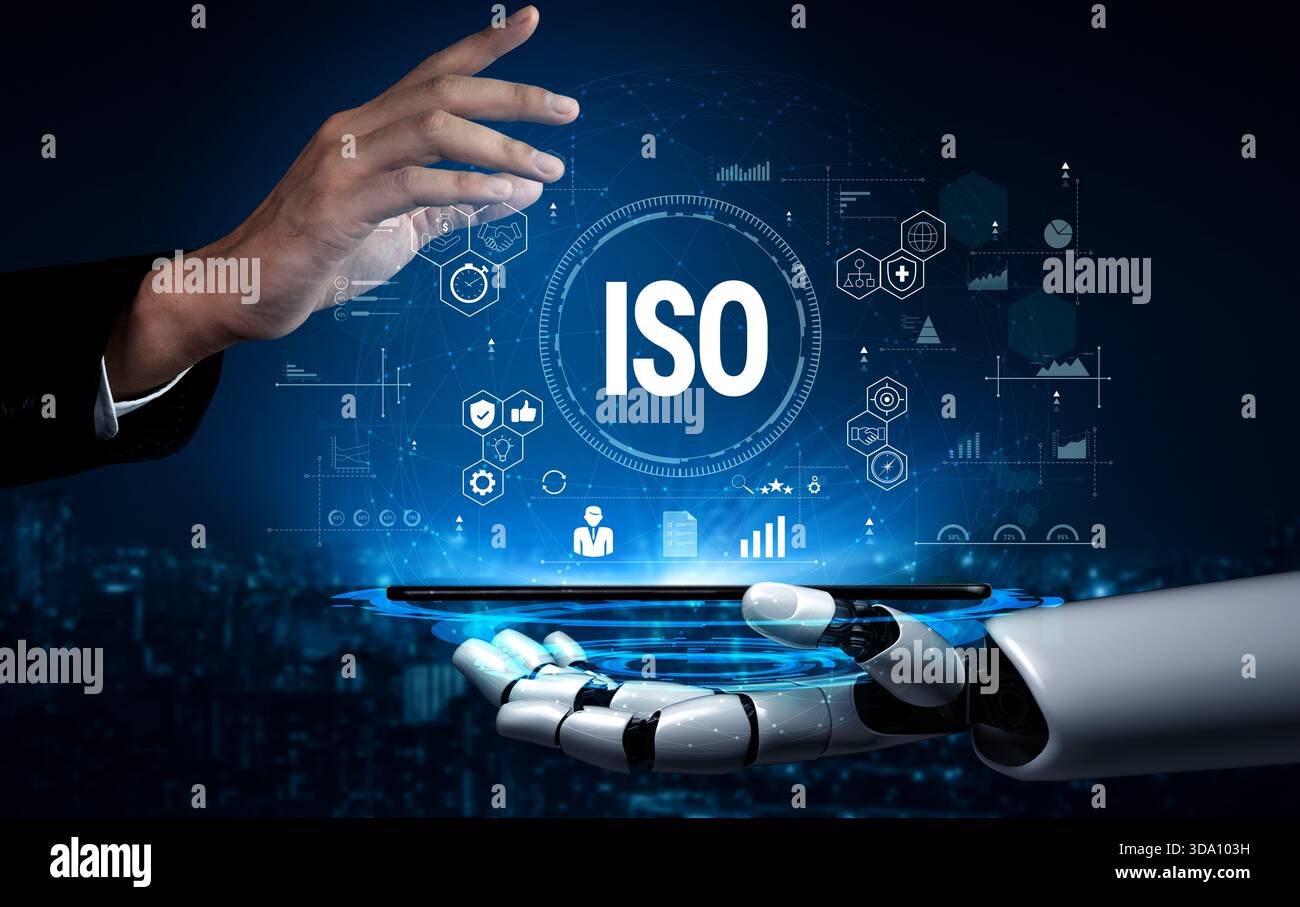 Utilisation de systèmes d'IA pour la certification ISO et la gestion de la qualité internationale. L'invention concerne un système d'IA permettant d'assurer la qualité et la conformité des processus commerciaux. Motif Banque D'Images