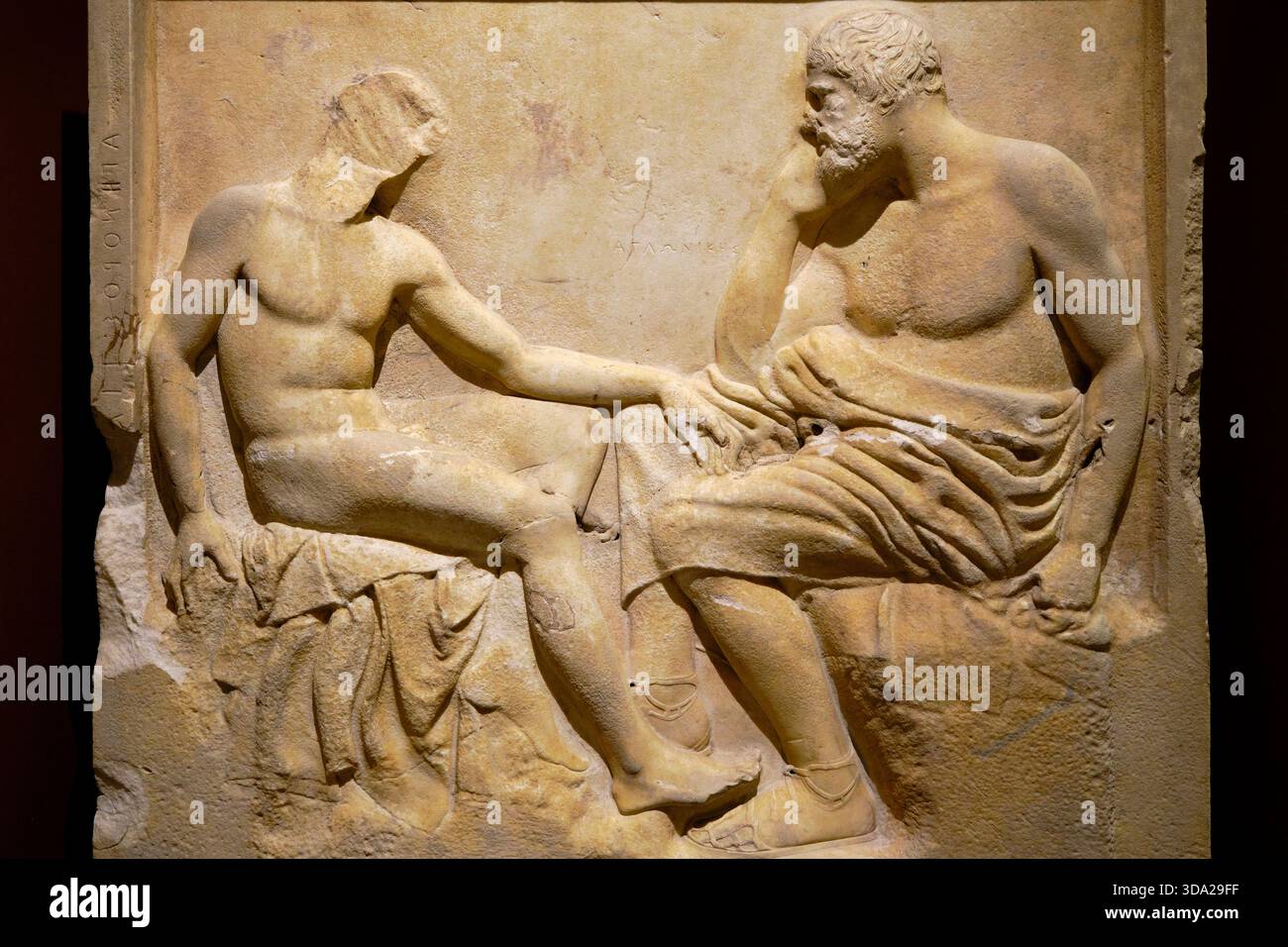 Grèce, Macédoine, Thessalonique, Musée archéologique, Pierre tombale d'Agenor, 400 AV. J.-C. Banque D'Images