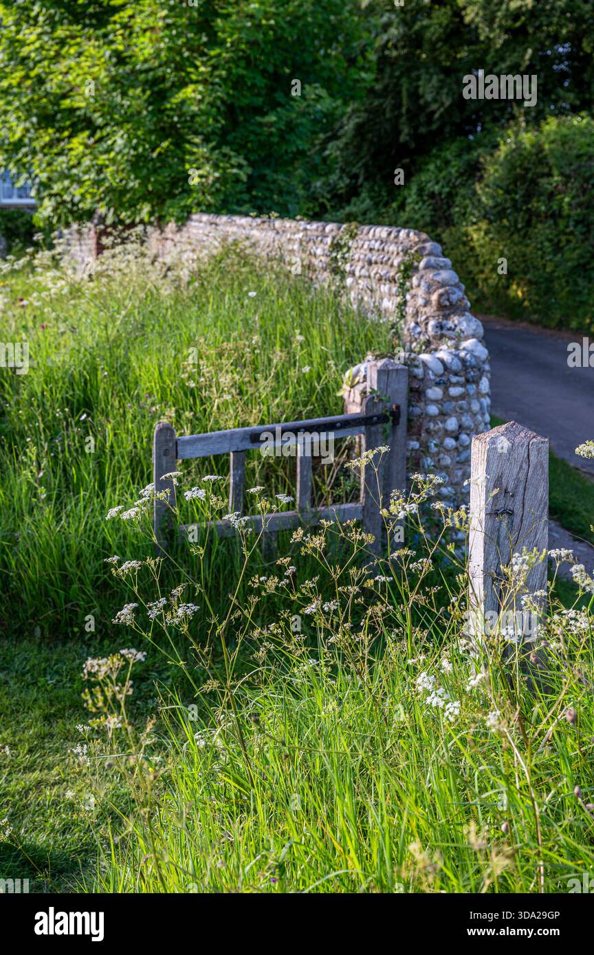 Ancienne porte en bois à l'entrée de l'église paroissiale St Margaret à Cley. Banque D'Images