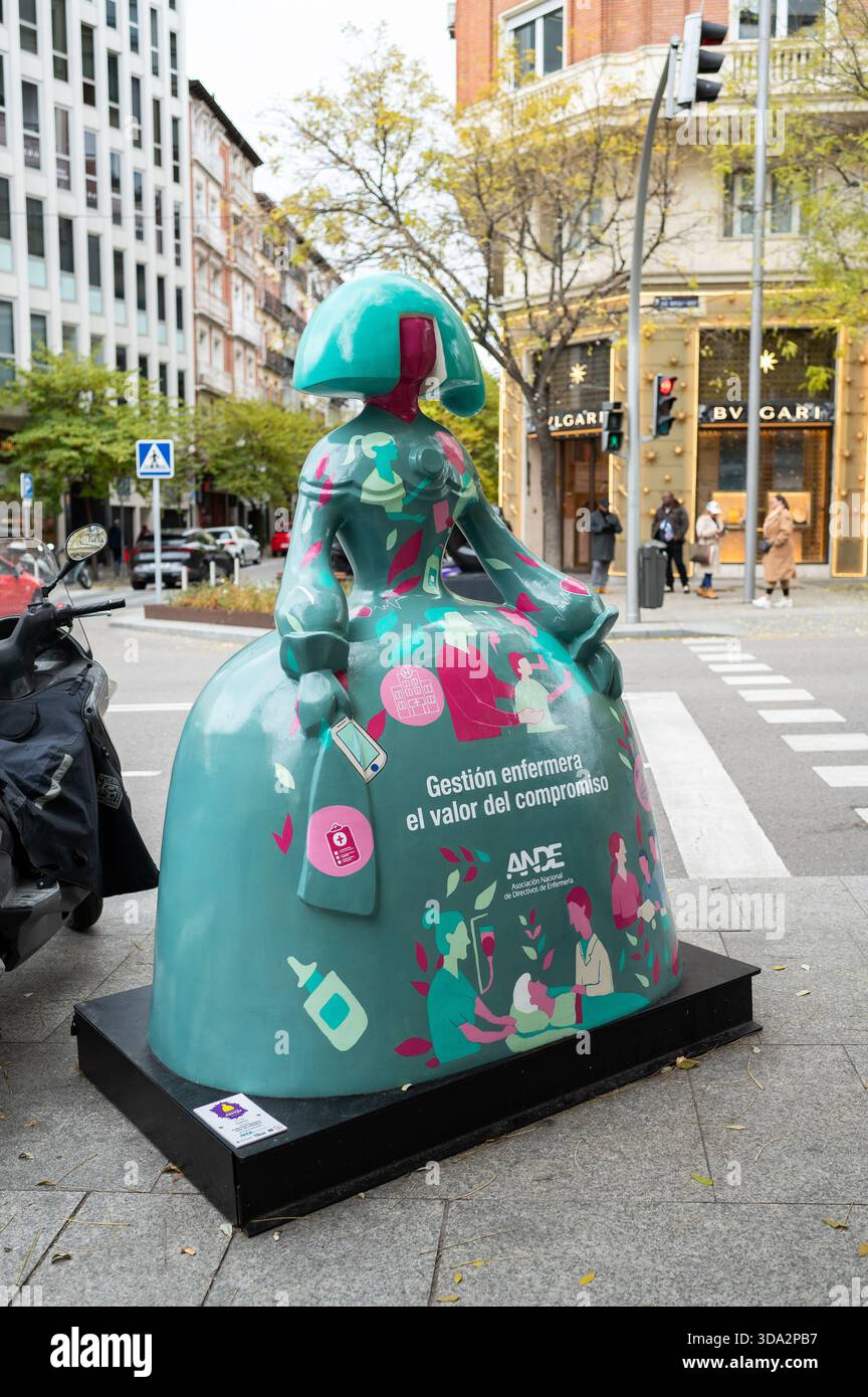 Vue d'une sculpture en forme de figures du peintre Velázquez Las Menina est exposée lors de l'exposition Meninas Madrid Gallery. Decembb Banque D'Images