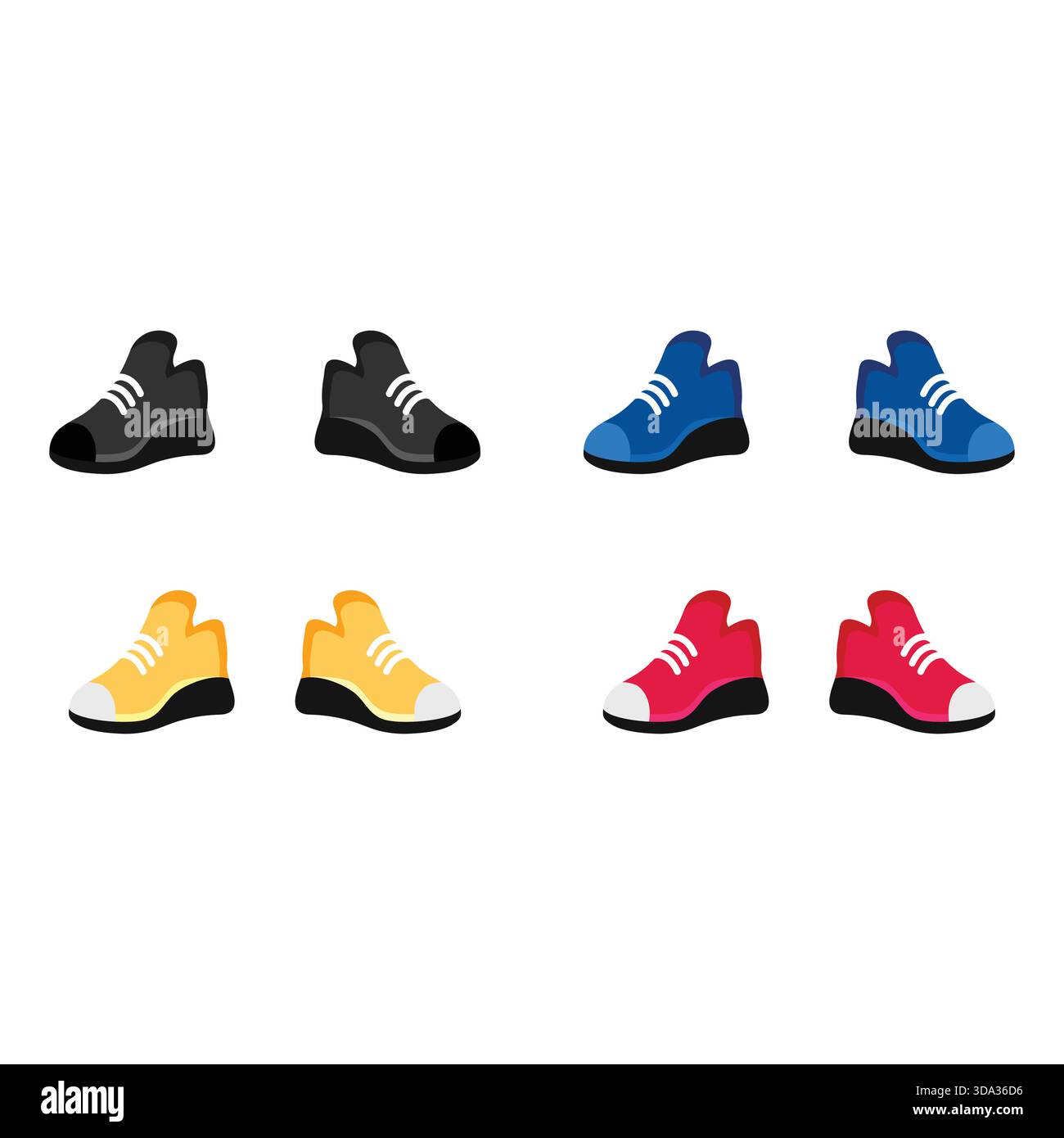 Différentes couleurs de baskets dans un style plat sur fond blanc Illustration de Vecteur