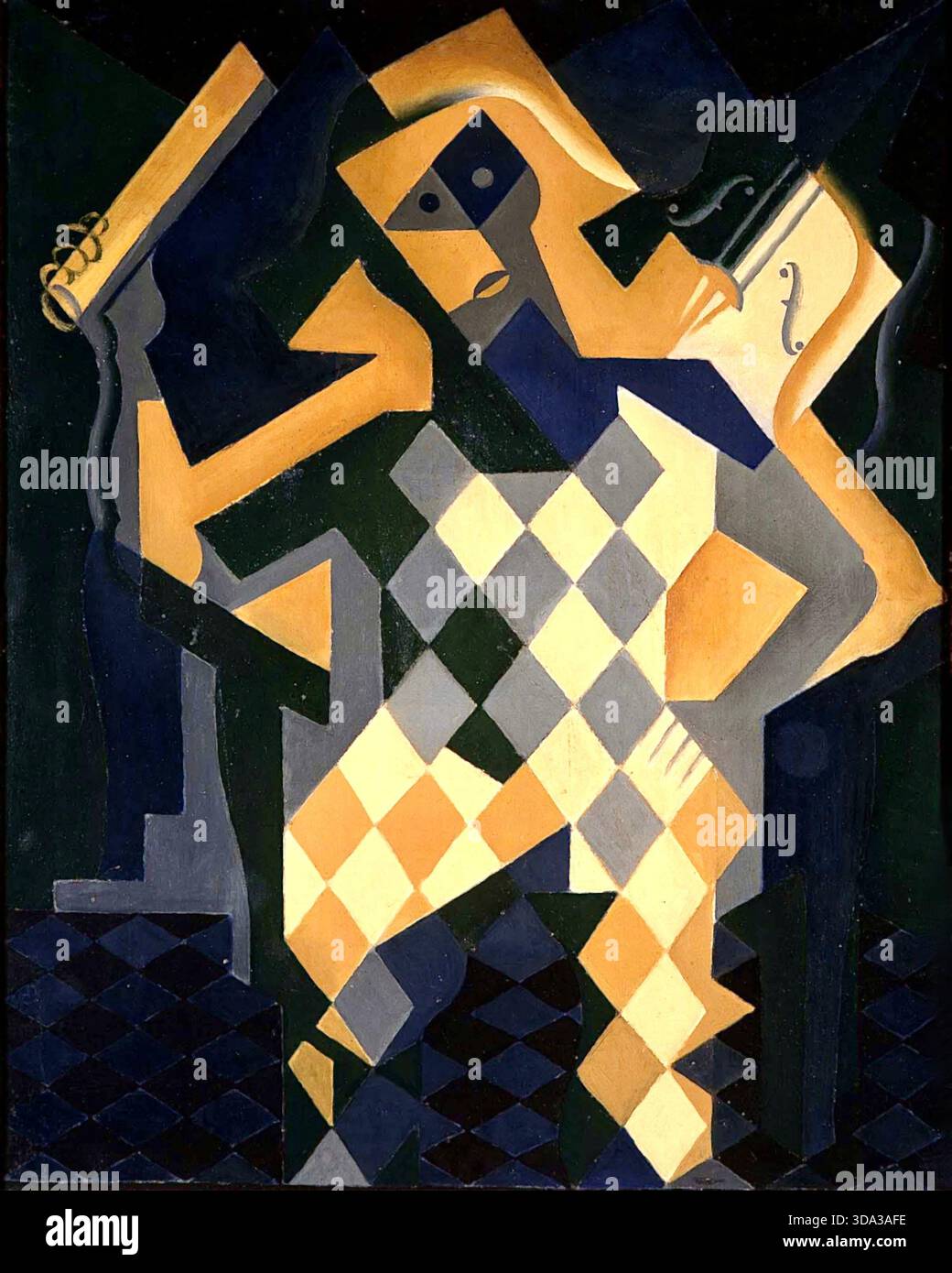 Juan gris - Arlequin au violon - 1919 - la peinture est une pièce importante au sein du mouvement cubiste, que gris a contribué à développer aux côtés d'artistes comme Pablo Picasso et Georges Braque. La figure arlequin, thème récurrent dans le travail de gris, est un personnage de la Commedia dell'Arte et était un sujet populaire parmi les artistes modernes de sa génération. Banque D'Images