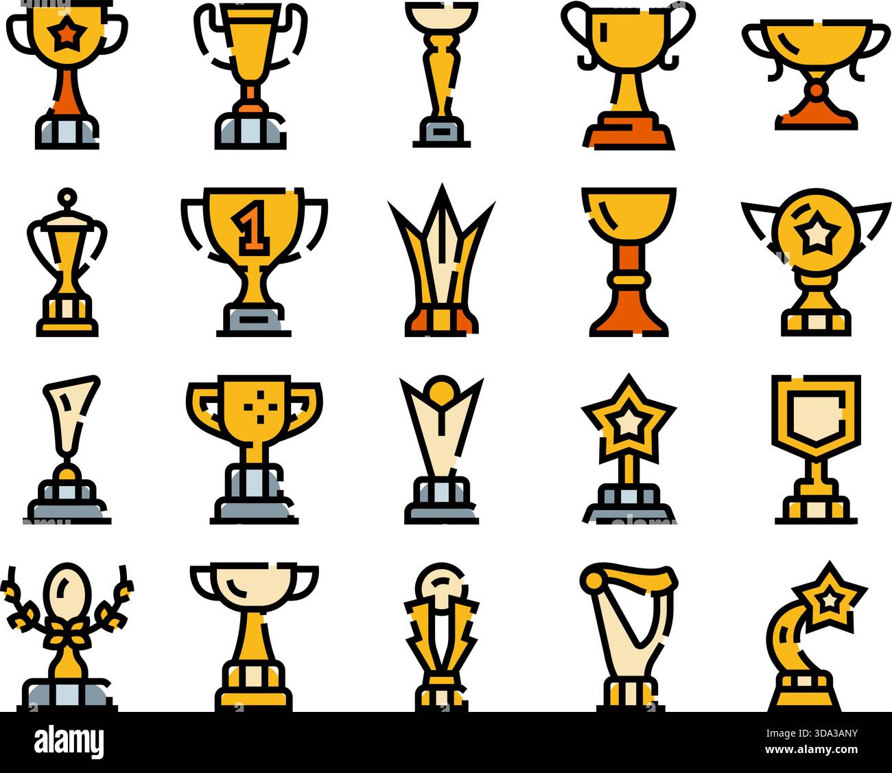 Collection de trophées, récompenses et prix icônes Illustration de Vecteur