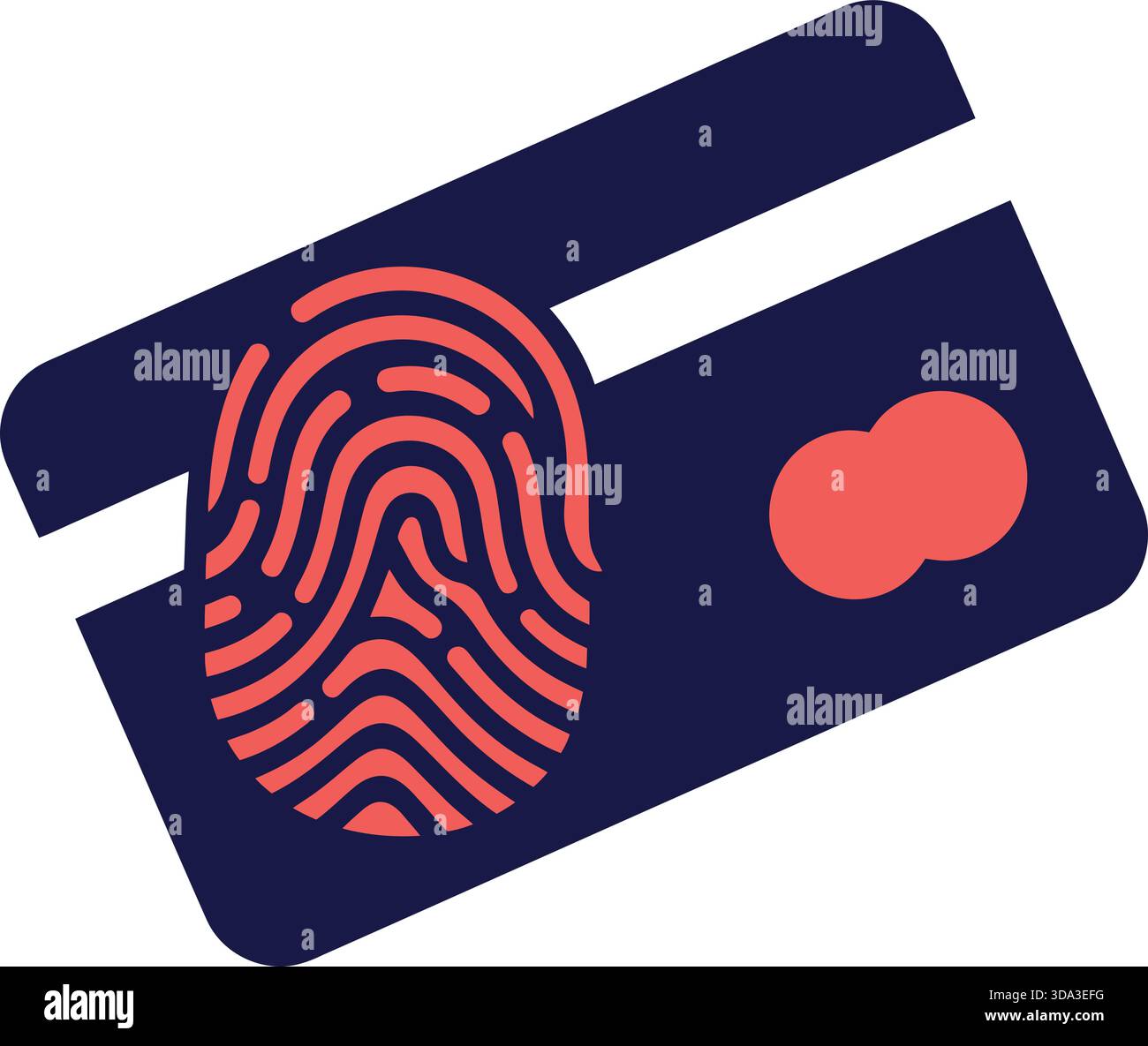 Illustration numérique d'une carte de crédit comportant un scan d'empreinte digitale pour la sécurité et le symbole de paiement sans contact, représentant tran financier sécurisé Illustration de Vecteur