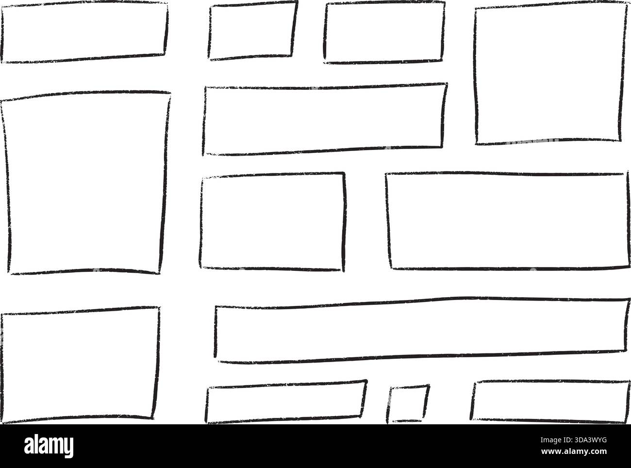 Bordure de cadre de crayon avec forme de boîte de doodle et texture rugueuse. Illustration de Vecteur