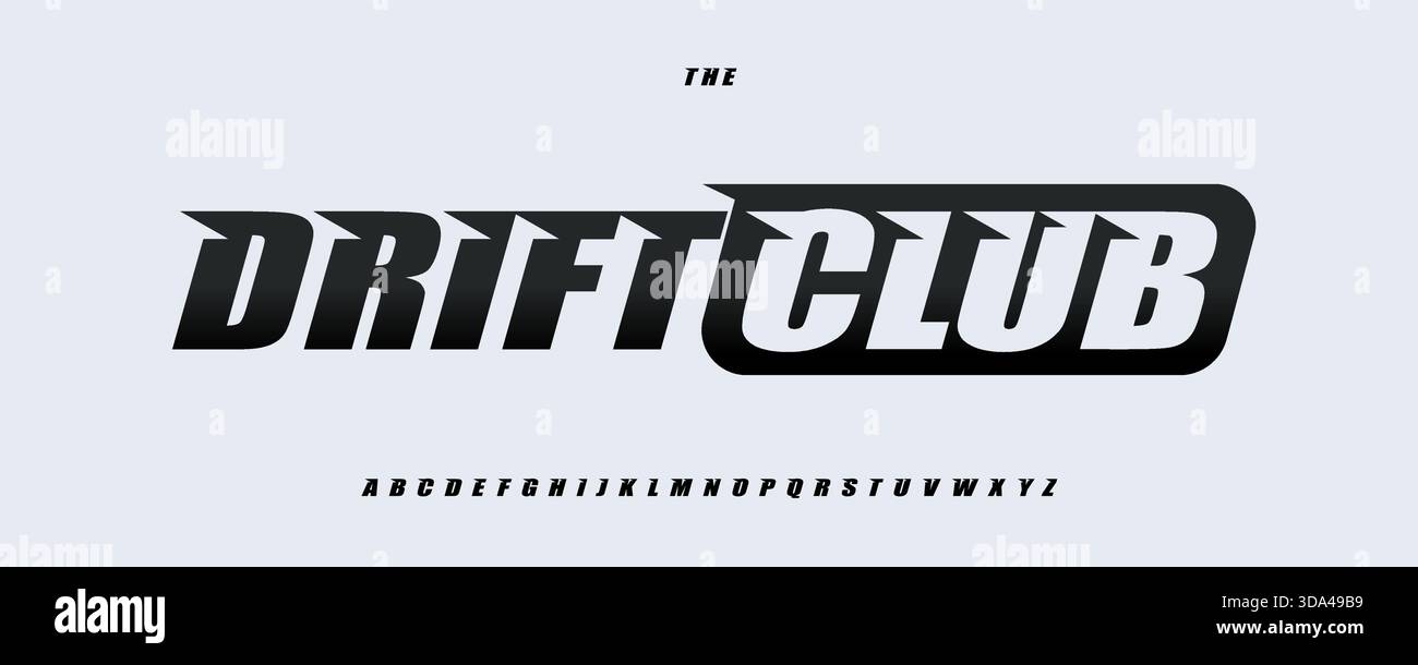 Drift Race font logo Alphabet vecteur lettres haute vitesse typographie moderne, Bold Condensed Typographic Design titre texte, typo Poster Headline, type Illustration de Vecteur
