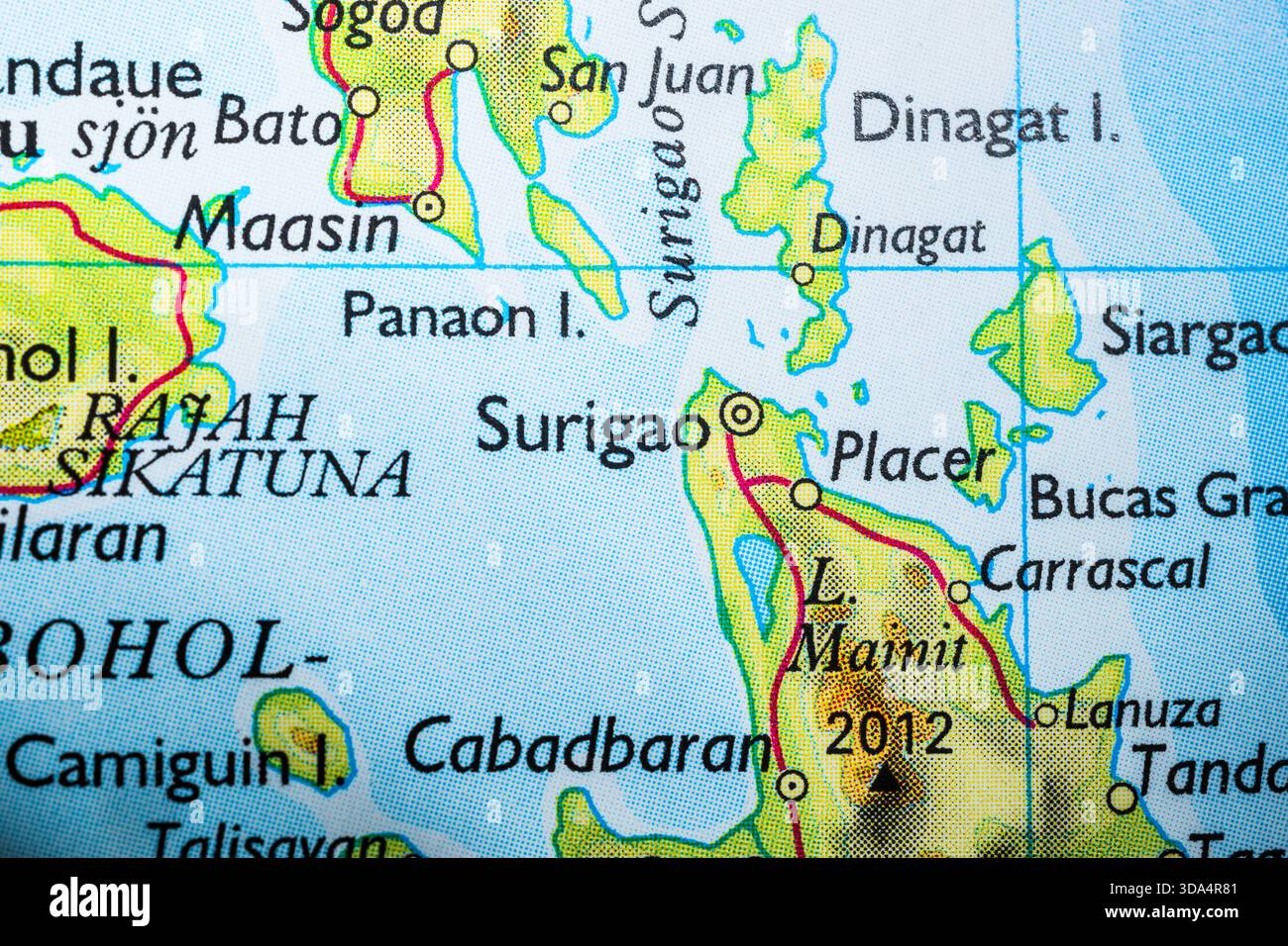 Carte géographique représentant les îles Surigao et Dinagat Banque D'Images