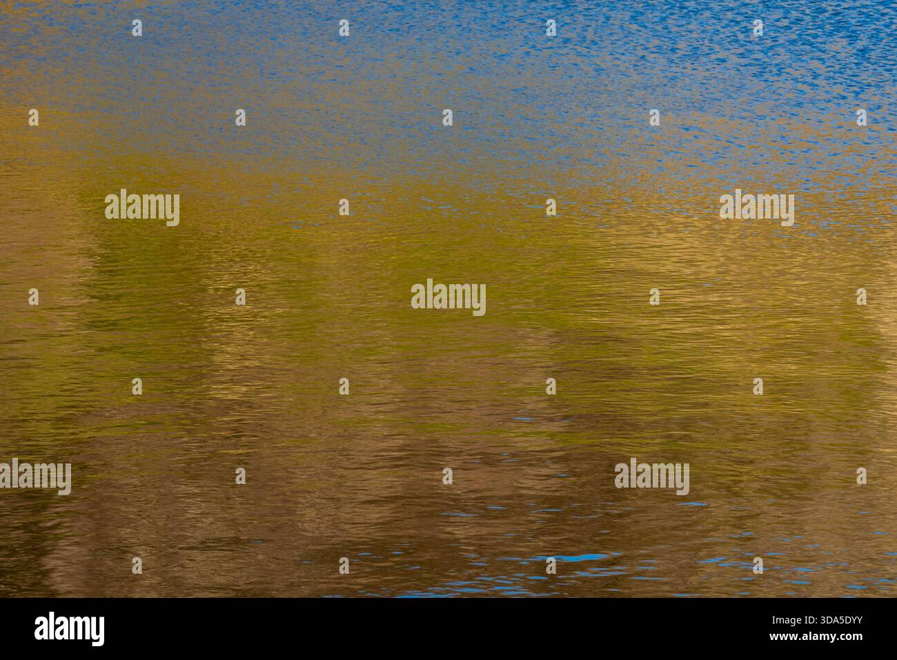 Ondulations de couleur abstraites sur la surface de l'eau reflétant la lumière du soleil tôt le matin Banque D'Images