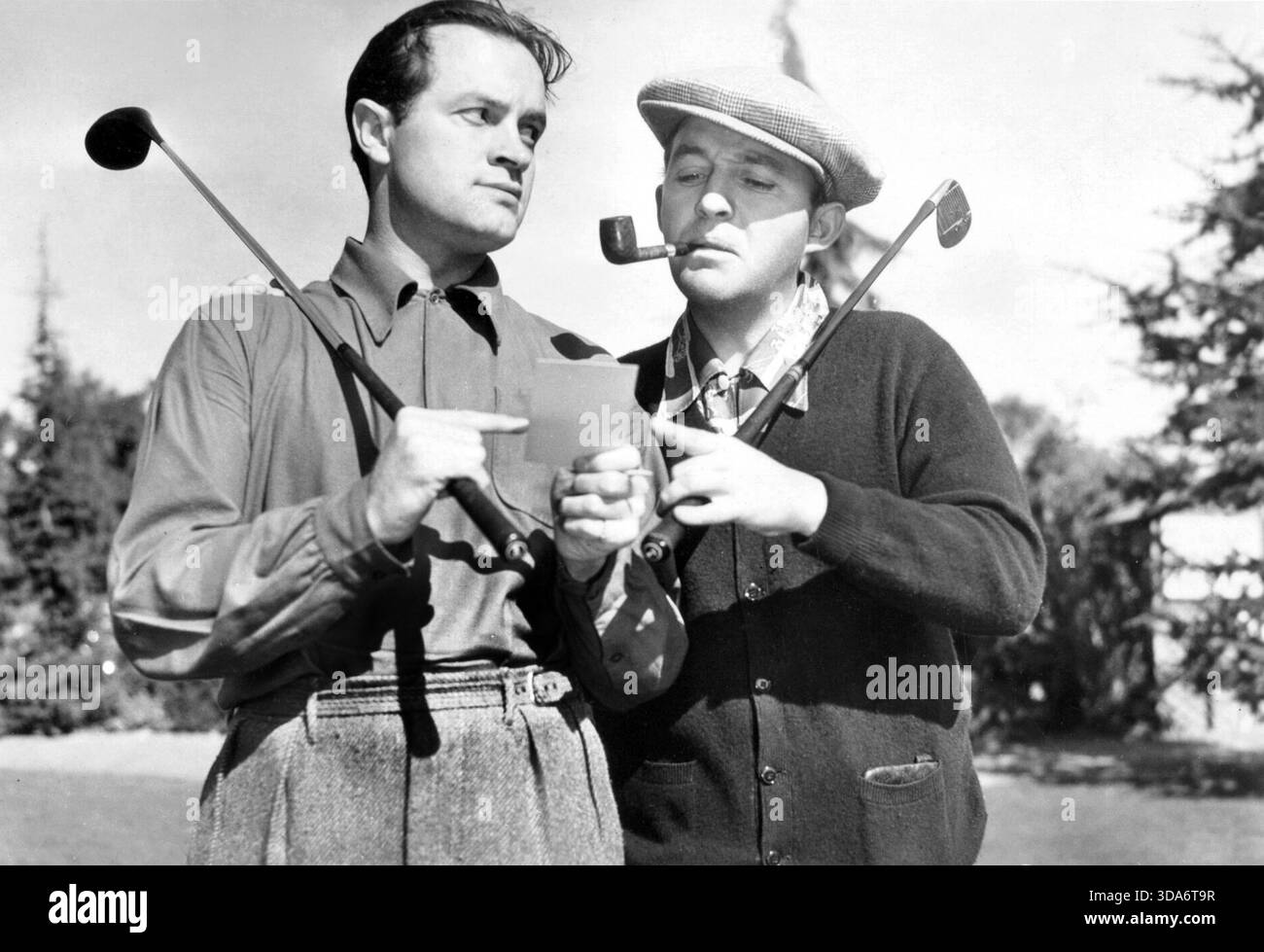 Bob Hope et Bing Crosby jouant au golf (Paramount) Keybook photo, 1937 Banque D'Images