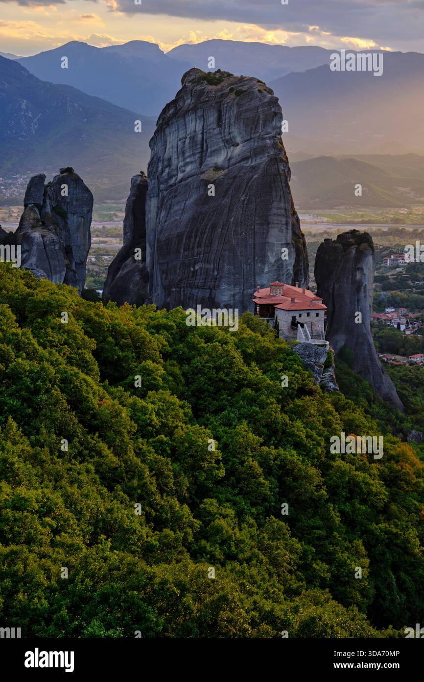 Grèce, Thessalie, Kalambaka, site des Météores, liste du patrimoine mondial de l'UNESCO, monastère de Roussanou Banque D'Images