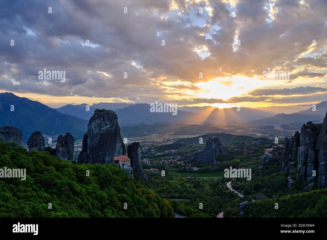 Grèce, Thessalie, Kalambaka, site des Météores, liste du patrimoine mondial de l'UNESCO, monastère de Roussanou Banque D'Images