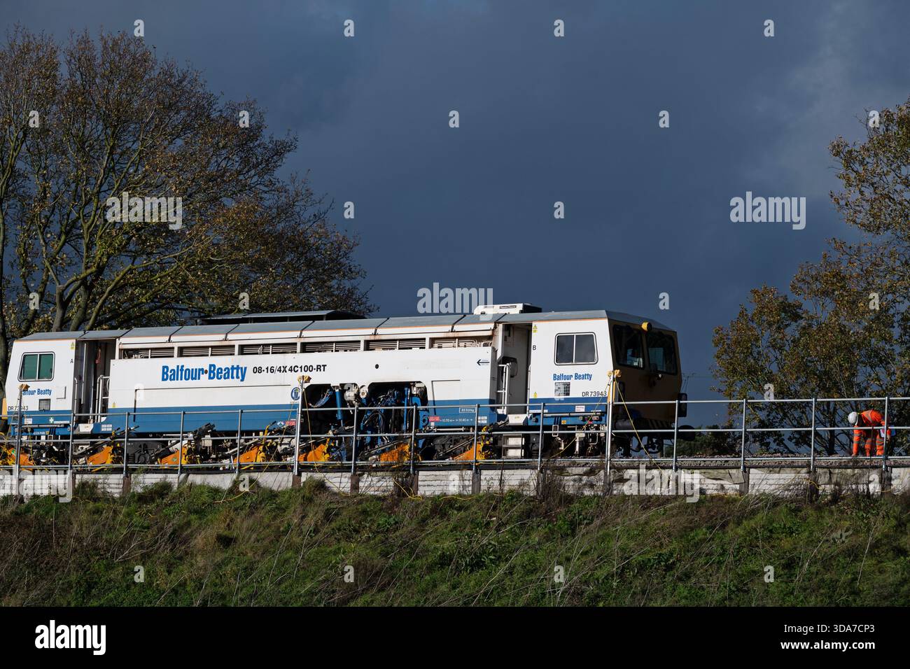 Tamponneuse de ballast Balfour Beatty Rail services Banque D'Images