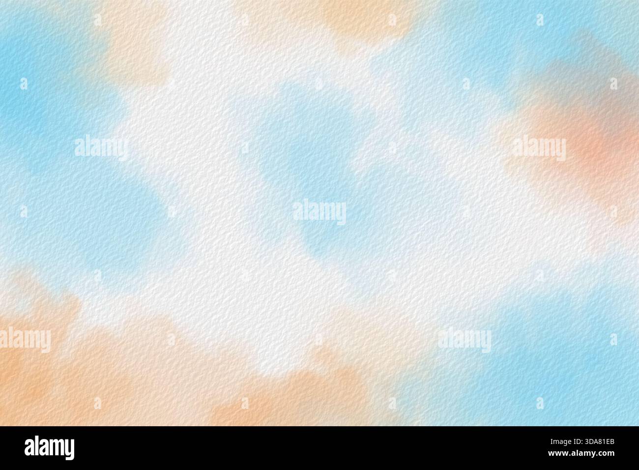 Nuages d'aquarelle bleus et beiges doux sur papier texturé créant un fond pastel abstrait calme Banque D'Images