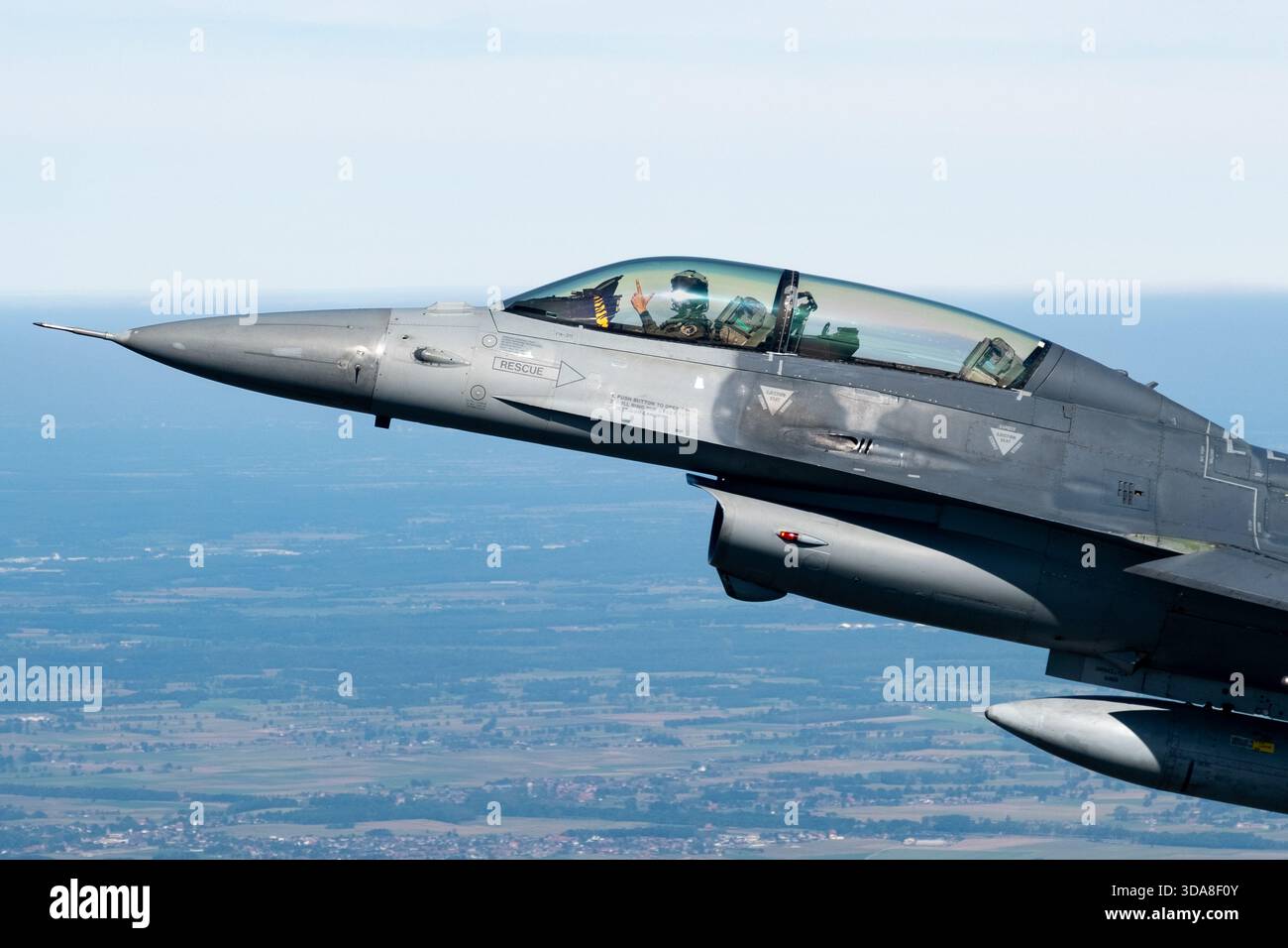 Les F-16 Fighting Falcons de l'escadron de tigres de l'armée de l'air belge sont capturés lors du salon aéronautique de Sanicole 2019 en Belgique. Banque D'Images