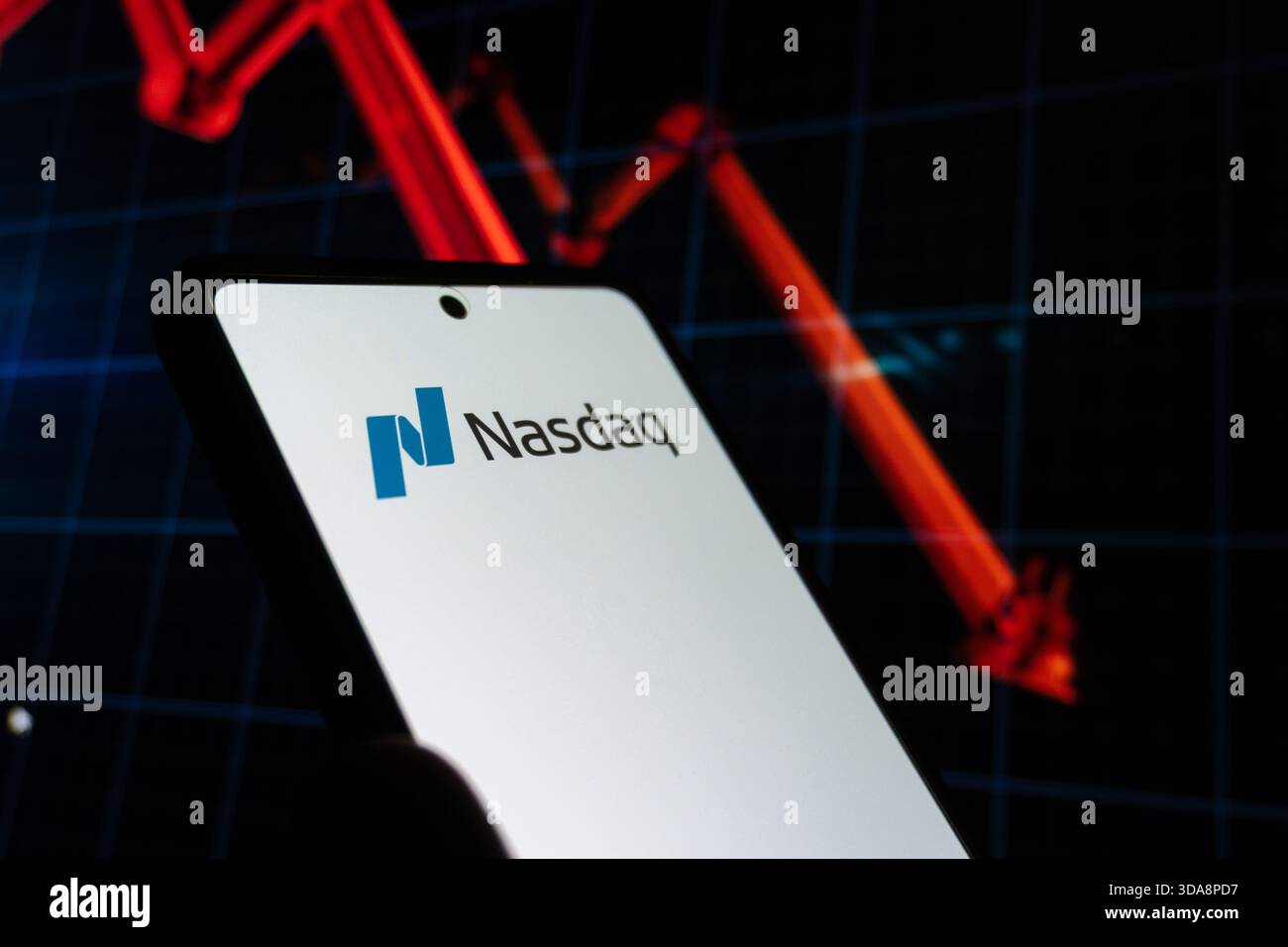 Composite NASDAQ. Concept de marché boursier et d'investissement. Une photo éditoriale a été prise : Bakou, Azerbaïdjan. 09.12.2025. Banque D'Images