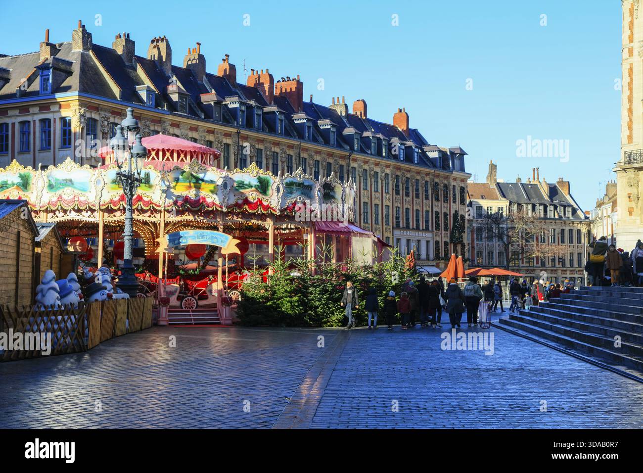 Place du Théâtre avec Carrousel, Lille, Département du Nord, région hauts-de-France, France Banque D'Images
