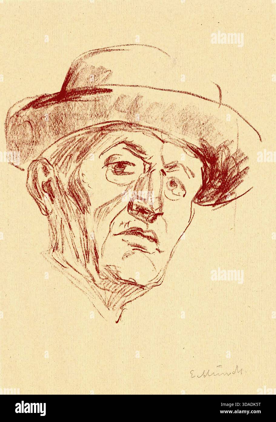 Edvard Munch - Autoportrait avec chapeau Banque D'Images