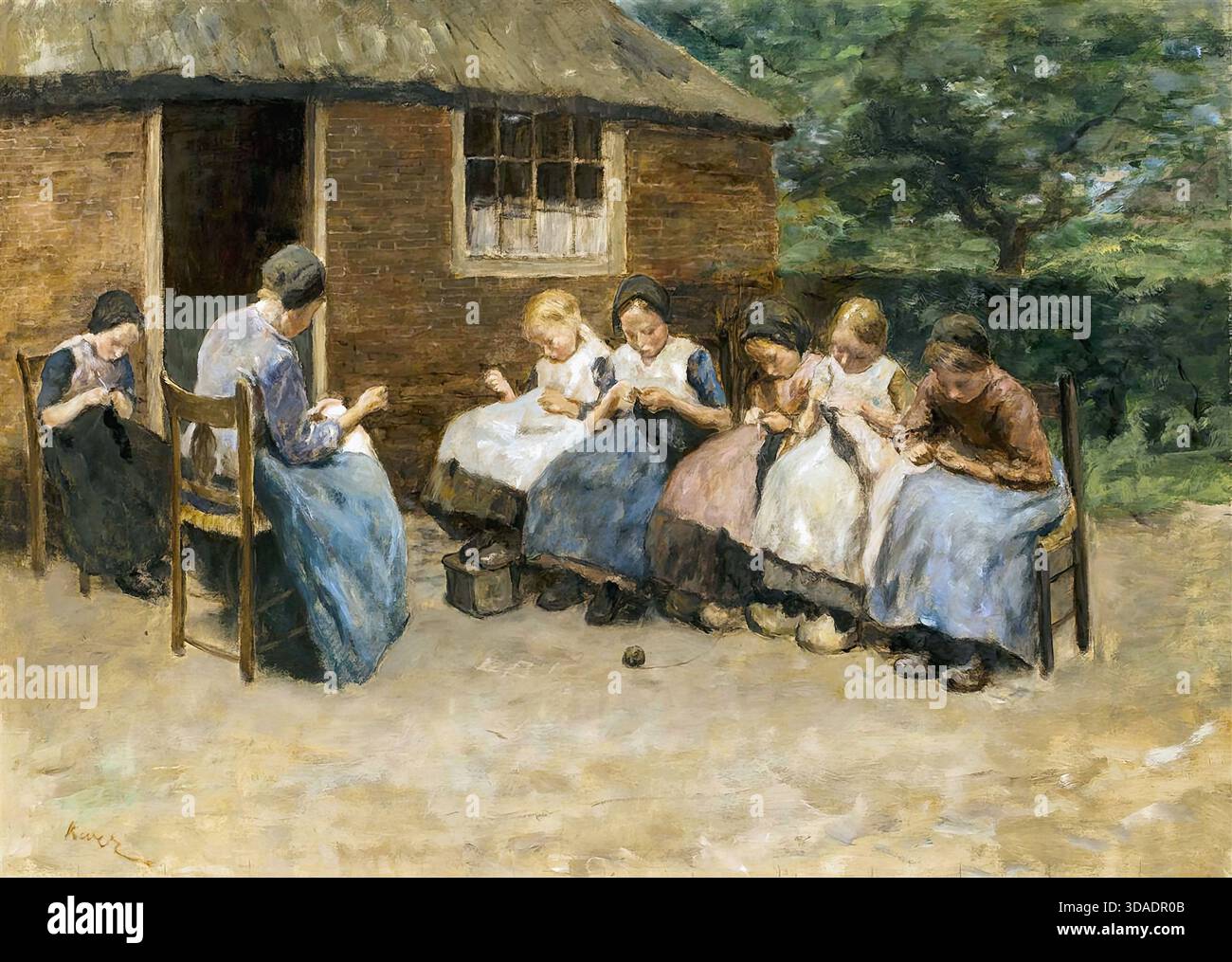 Jacob Simon Hendrik Kever - la leçon de tricot Banque D'Images