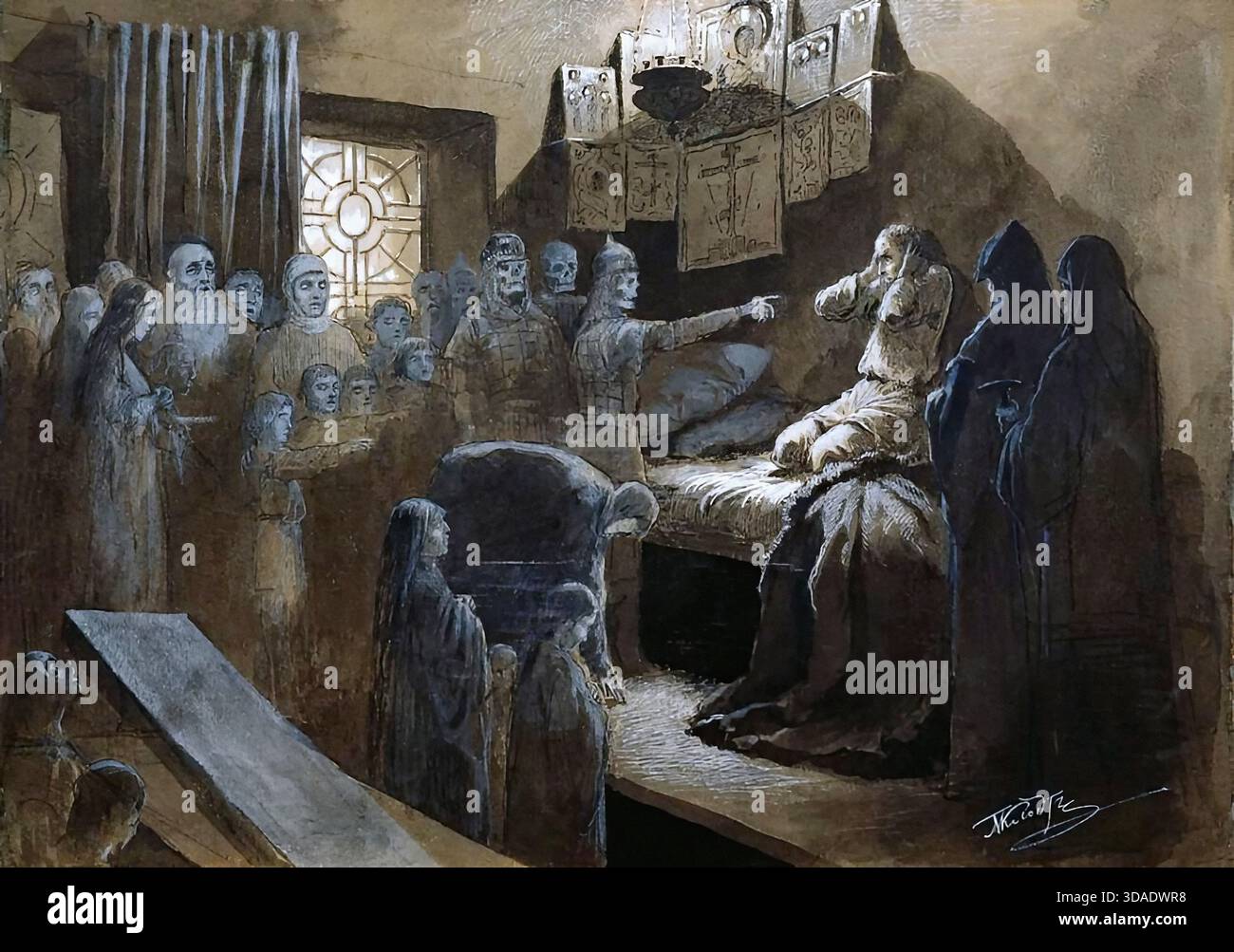 Michail Petrovich Klodt - Ivan IV le terrible visité par les fantômes de ceux qu'il a assassinés Banque D'Images
