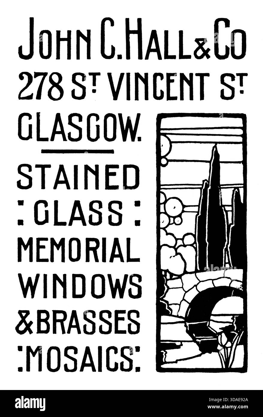 1914 John C Hall and Co Glasgow, vitraux et fenêtre commémorative publicitaire du magazine Studio Banque D'Images