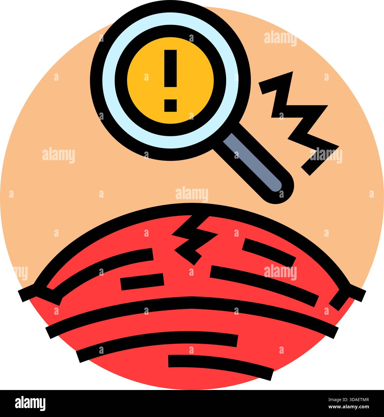 illustration vectorielle d'icône de couleur d'avertissement de risque de déchirure musculaire Illustration de Vecteur