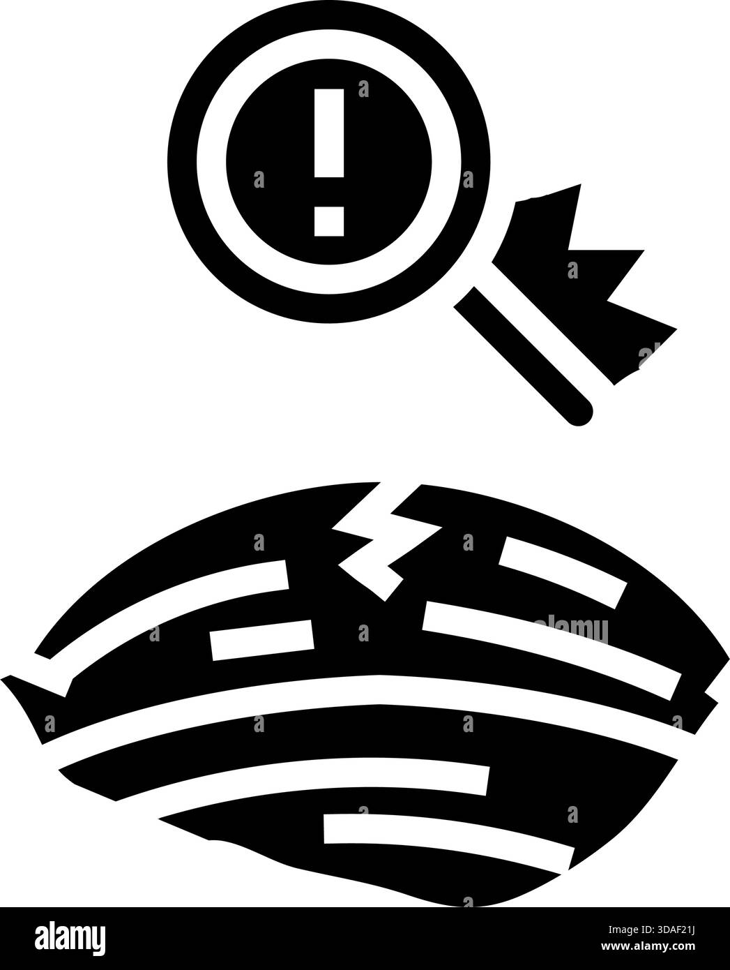 illustration vectorielle d'icône de glyphe d'avertissement de risque de déchirure musculaire Illustration de Vecteur